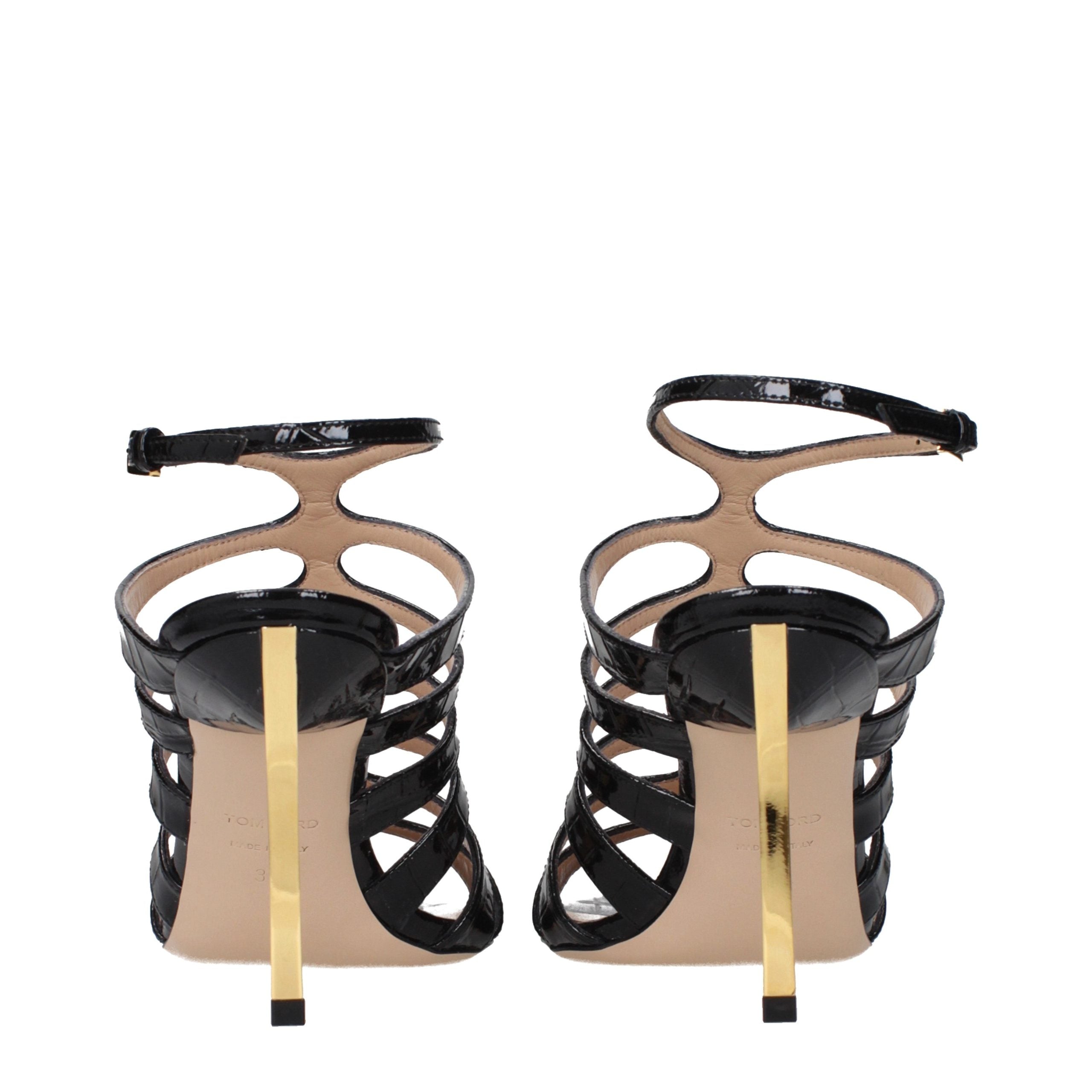 Tom Ford Black Leather Stiletto Heel Sandals Tom Ford