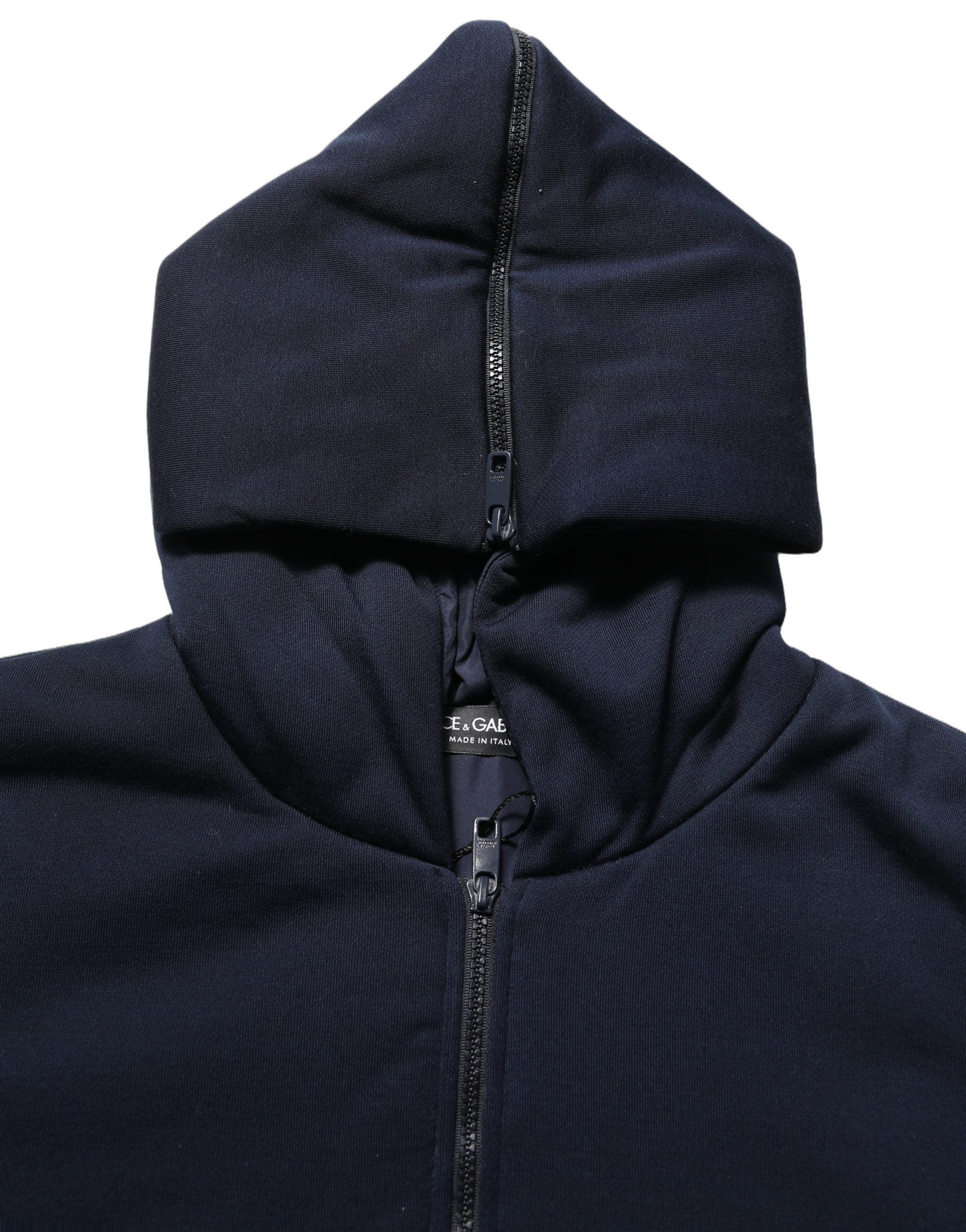 Dolce & Gabbana Black Cotton Full Zip Hooded Bomber Jacket Dolce & Gabbana