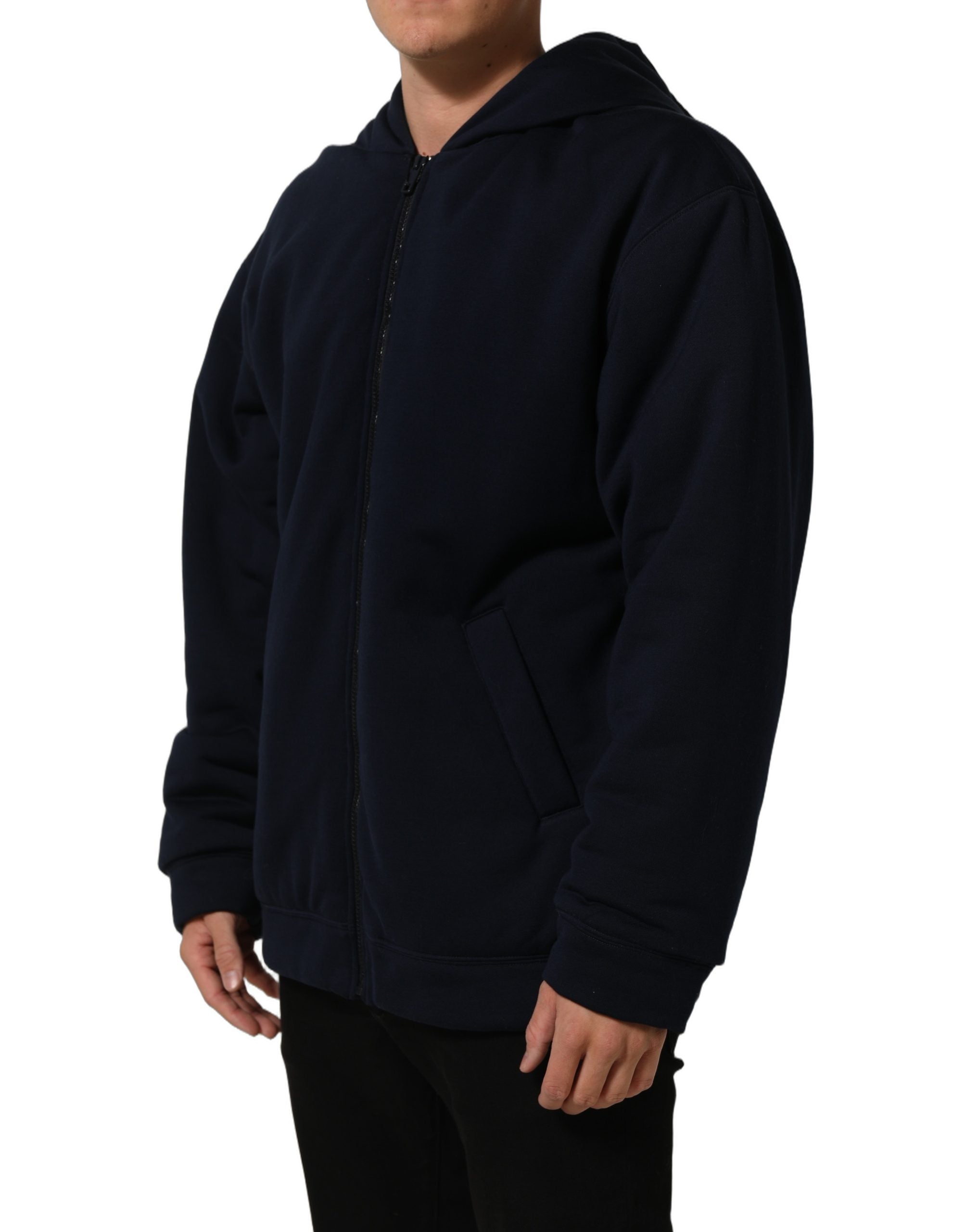 Dolce & Gabbana Black Cotton Full Zip Hooded Bomber Jacket Dolce & Gabbana