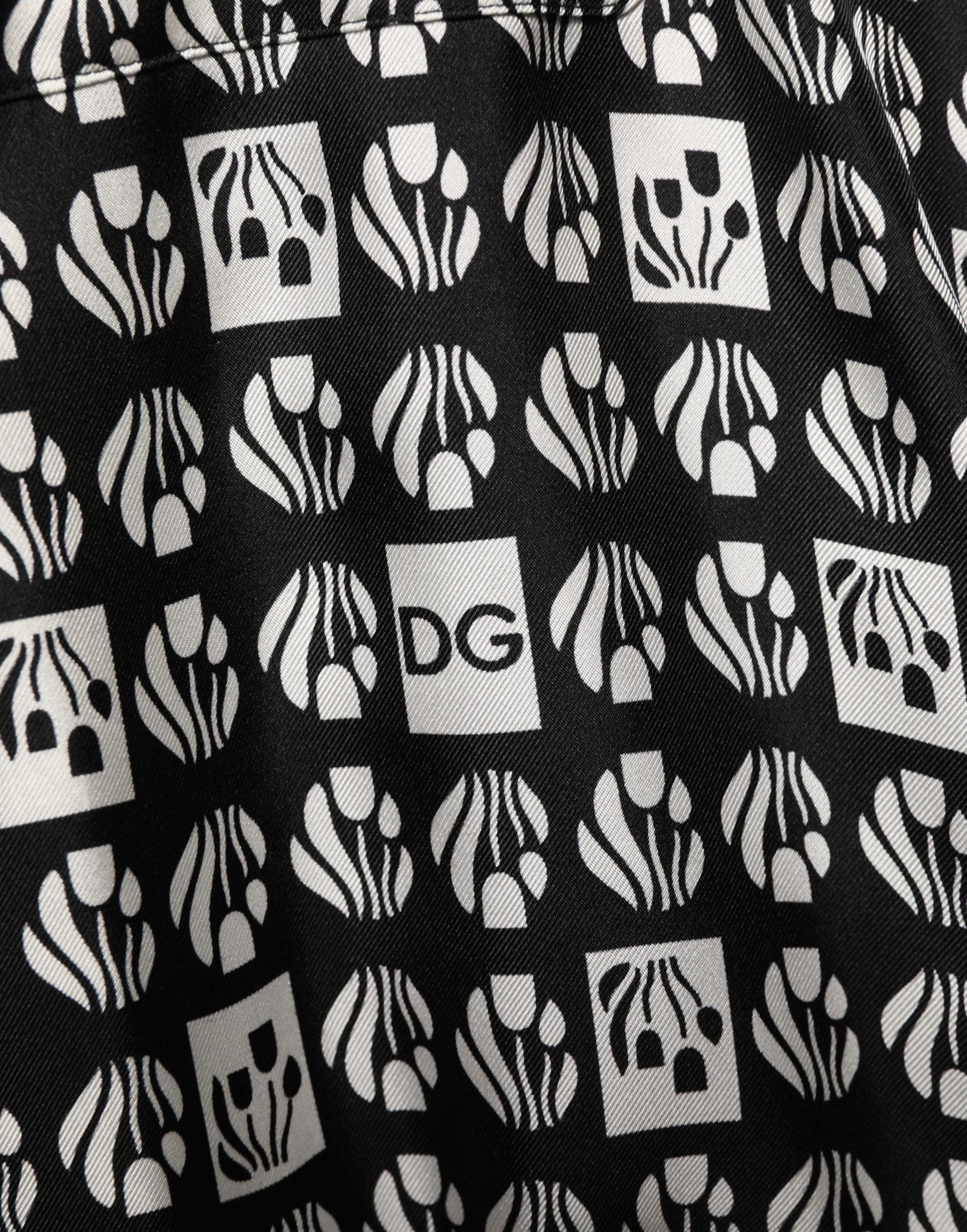 Dolce & Gabbana Black White Silk Men Wrap Robe Coat Jacket Dolce & Gabbana
