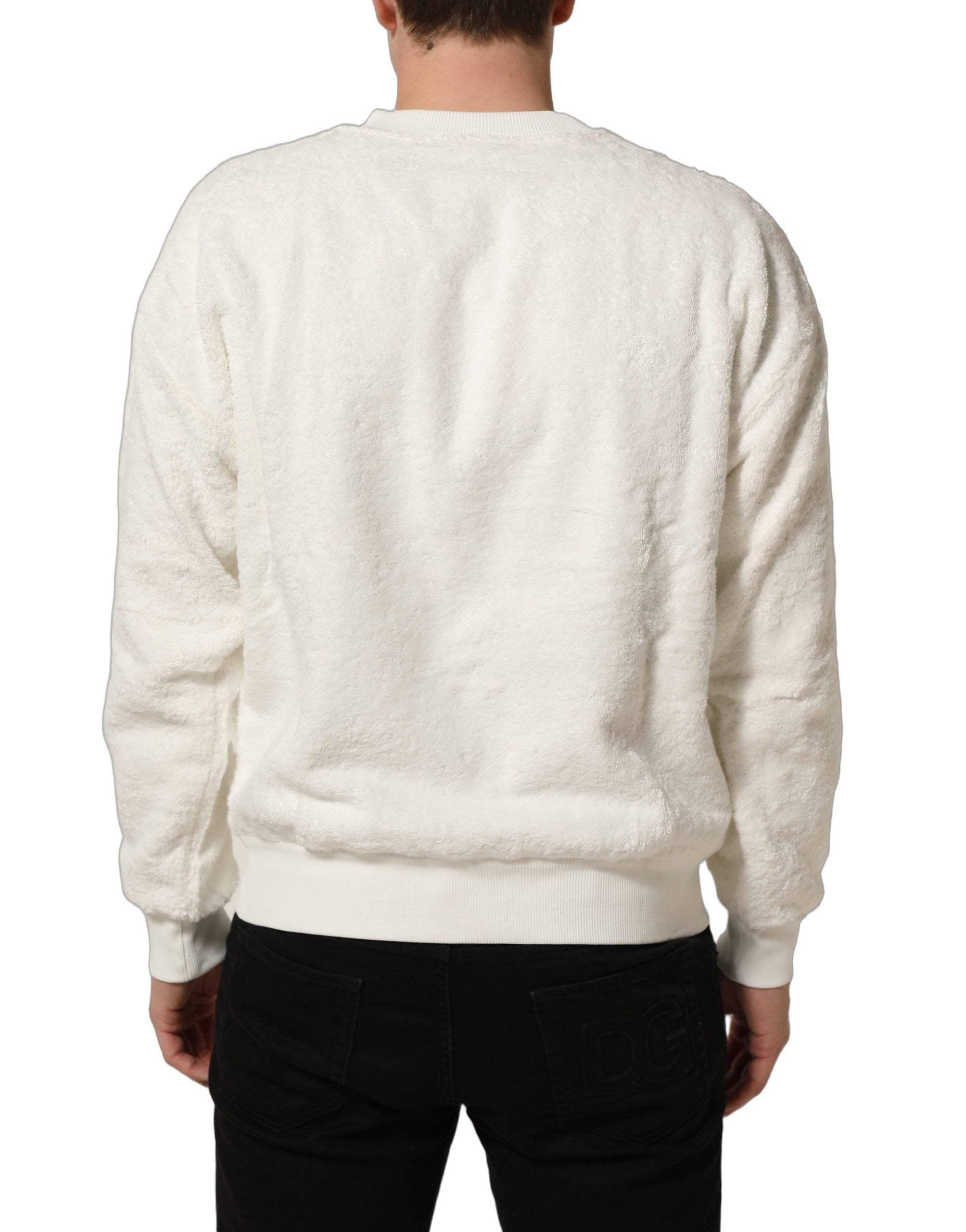 Dolce & Gabbana White LogoPlaque CrewNeck Sweatshirt Sweater Dolce & Gabbana