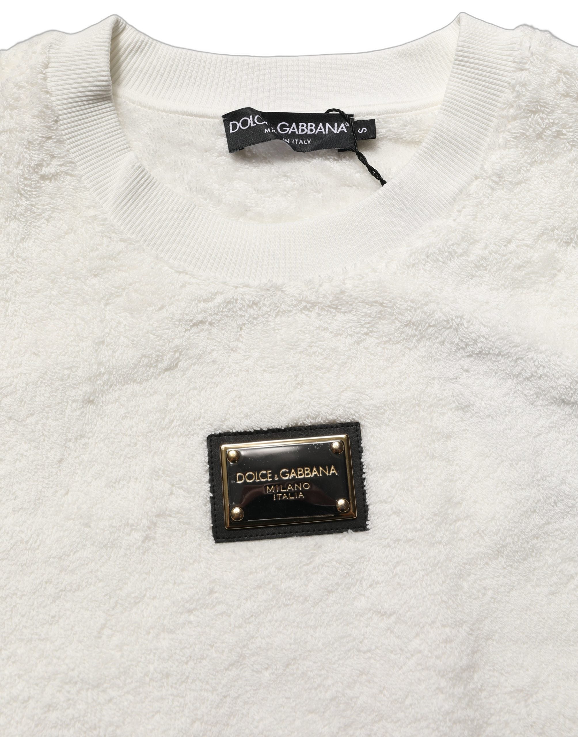 Dolce & Gabbana White LogoPlaque CrewNeck Sweatshirt Sweater Dolce & Gabbana