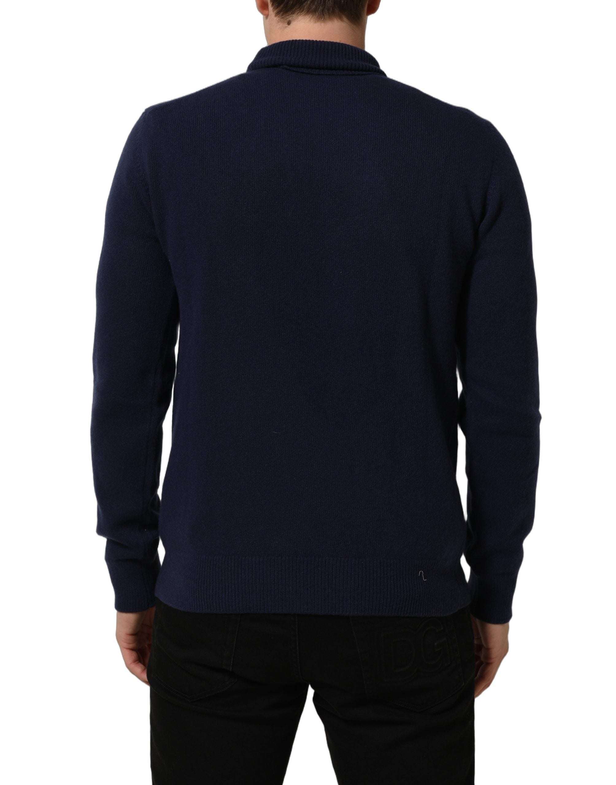 Dolce & Gabbana Blue Wool Knit Turtleneck Pullover Sweater Dolce & Gabbana