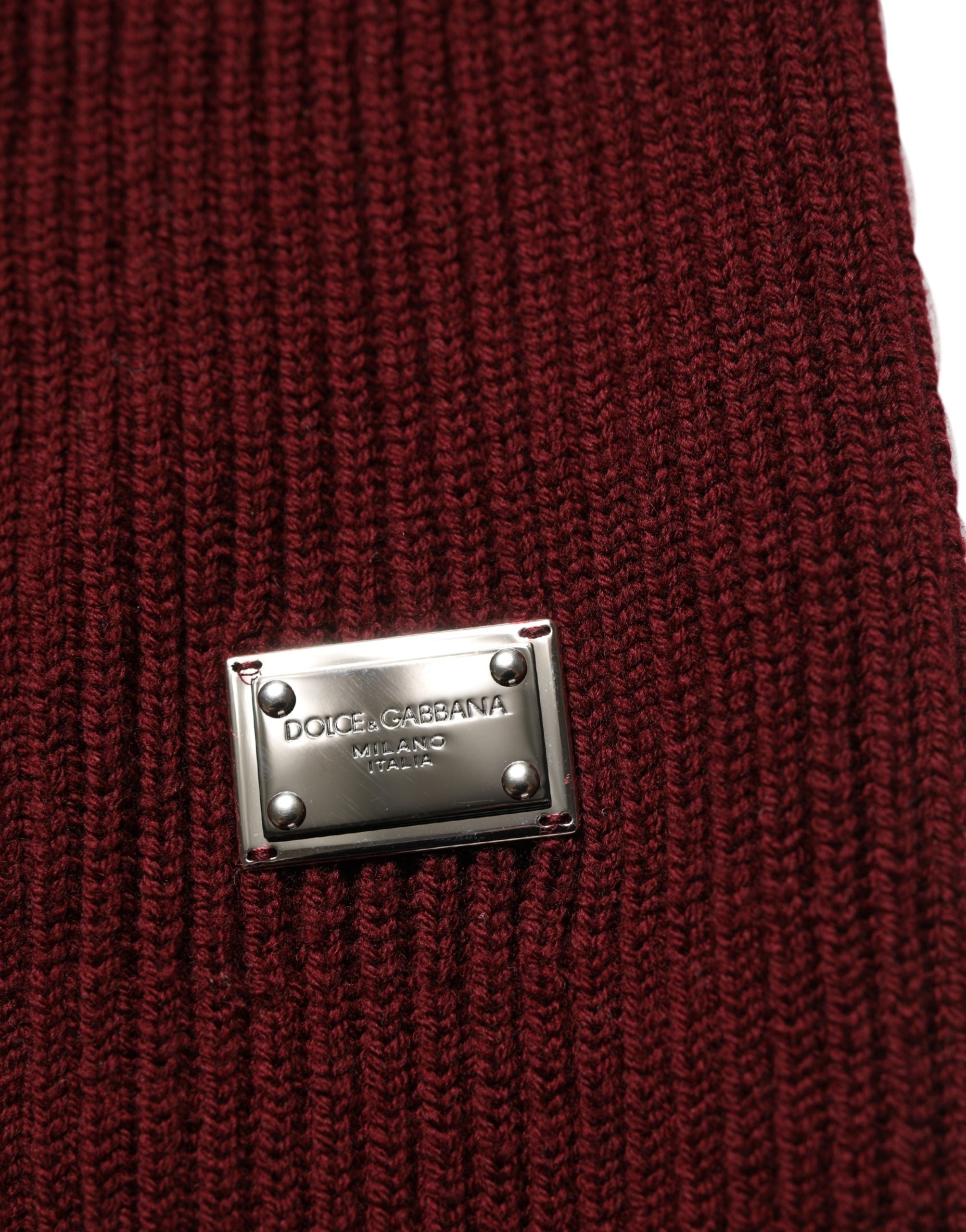 Dolce & Gabbana Burgundy Wool Half Zip Men Pullover Sweater Dolce & Gabbana