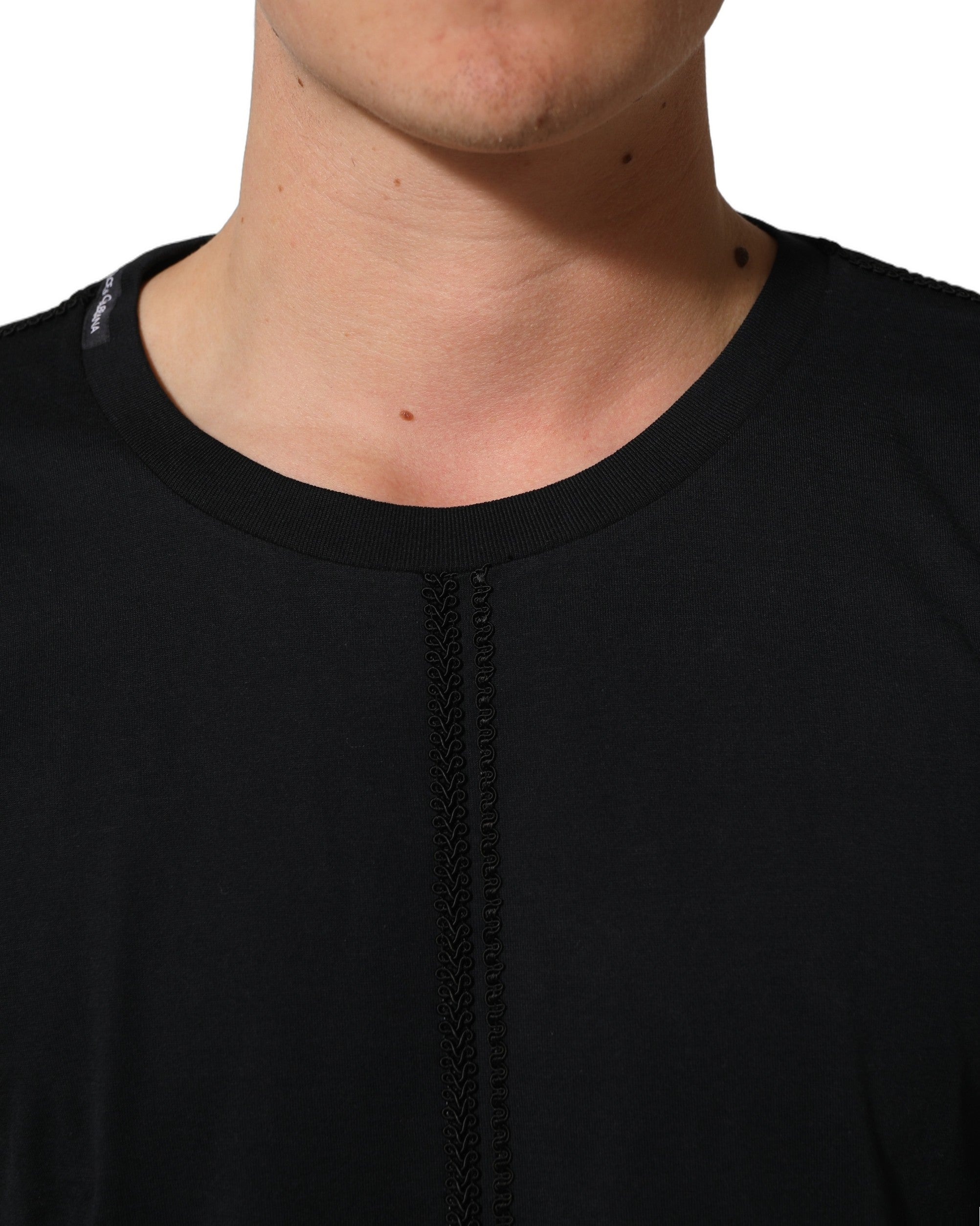 Dolce & Gabbana Dark Blue Cotton Round Neck Pullover Sweater Dolce & Gabbana