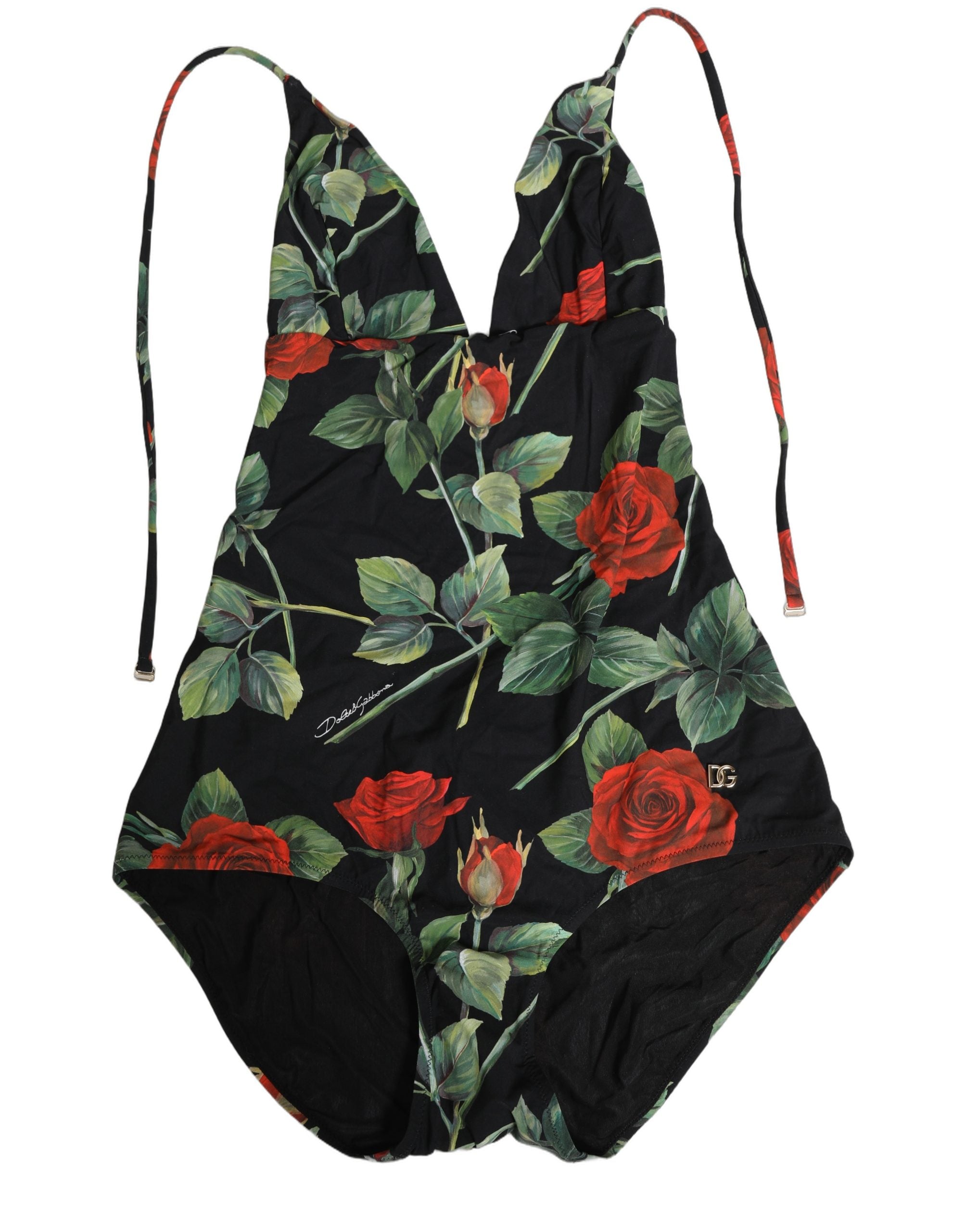 Dolce & Gabbana Black Rose Print One Piece Swimsuit Swimwear Dolce & Gabbana