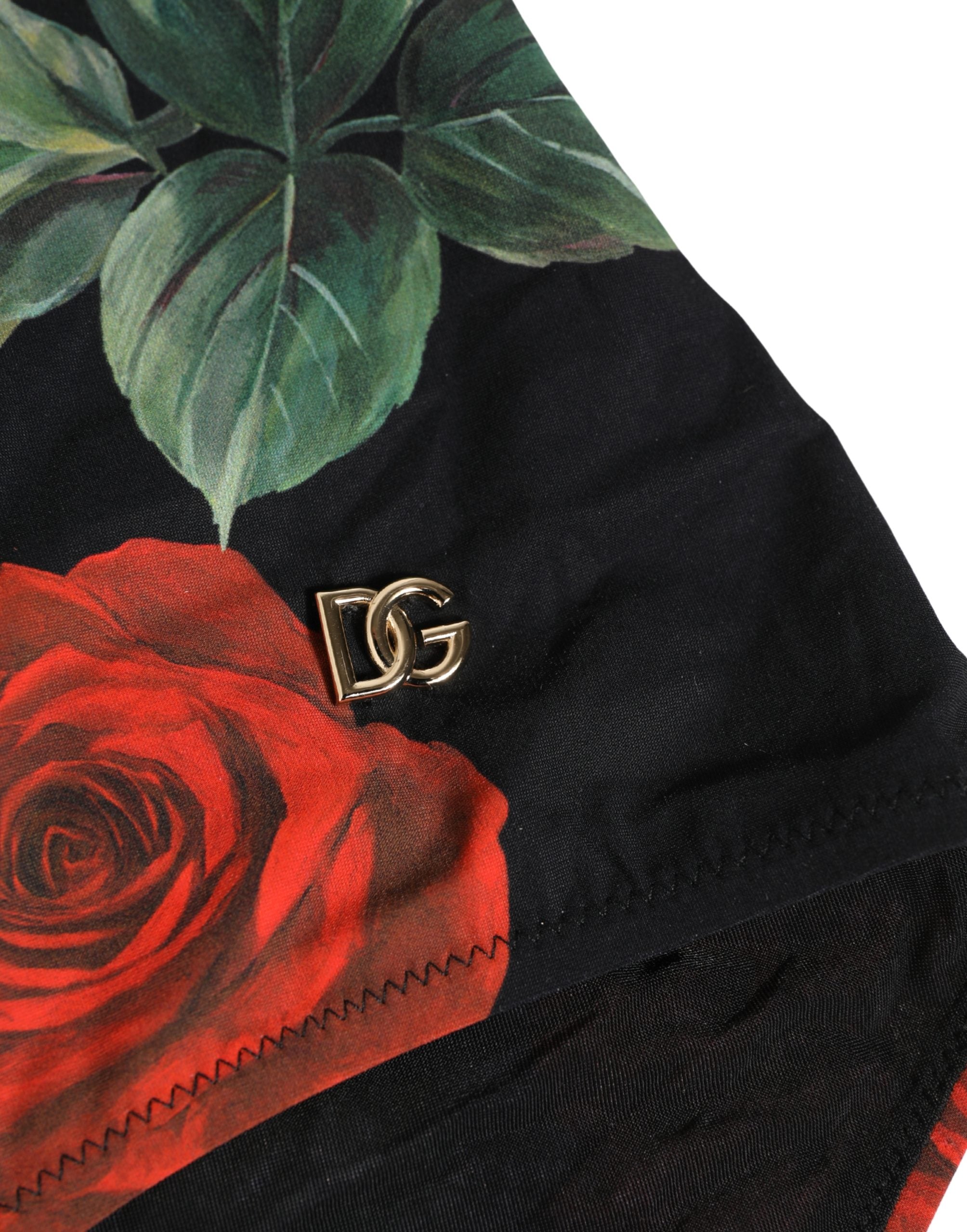 Dolce & Gabbana Black Rose Print One Piece Swimsuit Swimwear Dolce & Gabbana