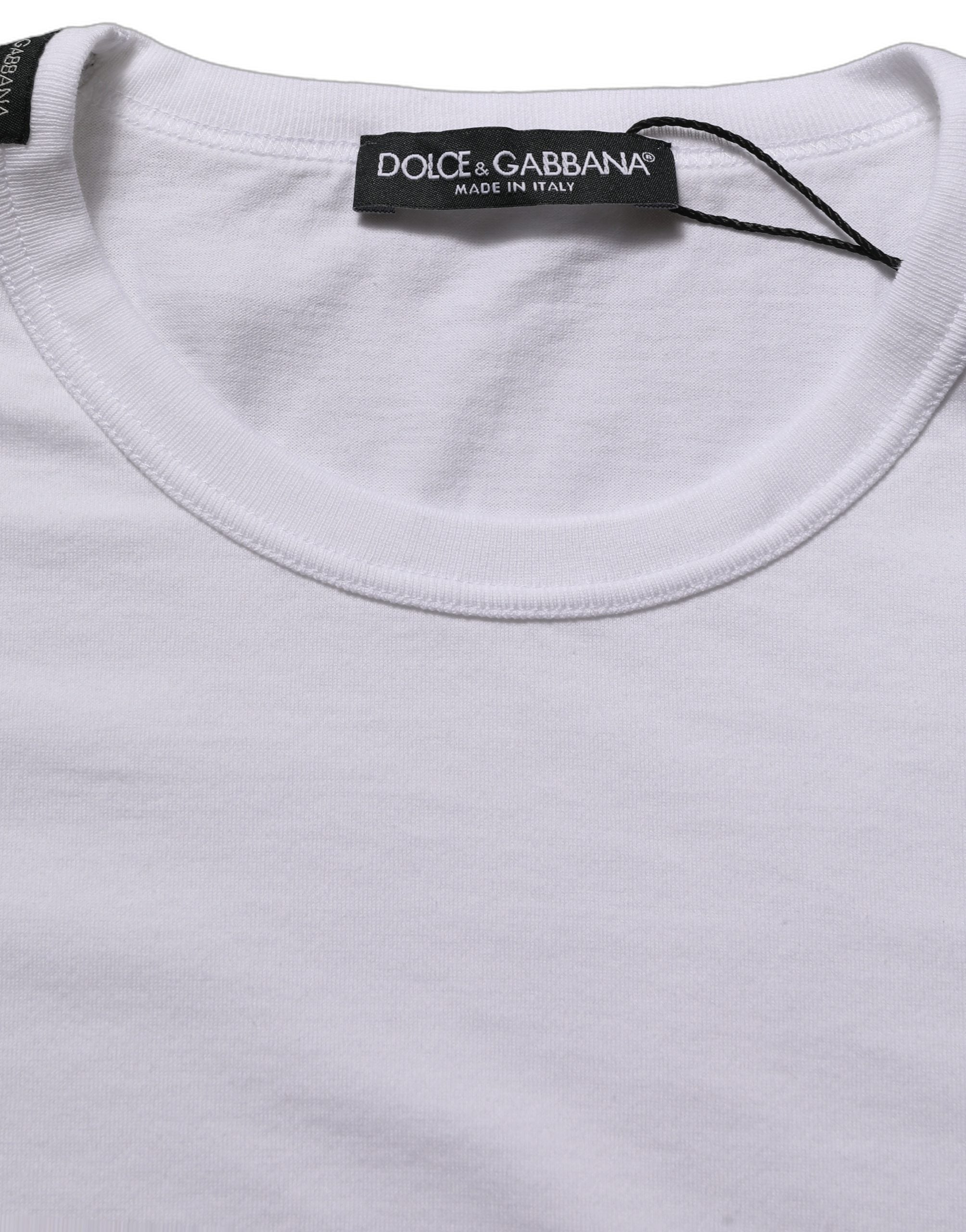 Dolce & Gabbana White Cotton Short Sleeves CrewNeck T-shirt Dolce & Gabbana
