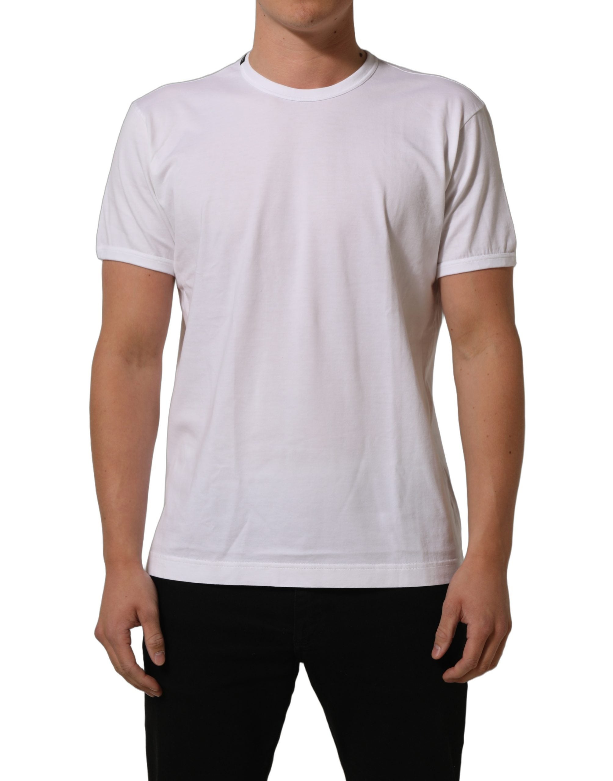 Dolce & Gabbana White Cotton Short Sleeves CrewNeck T-shirt Dolce & Gabbana
