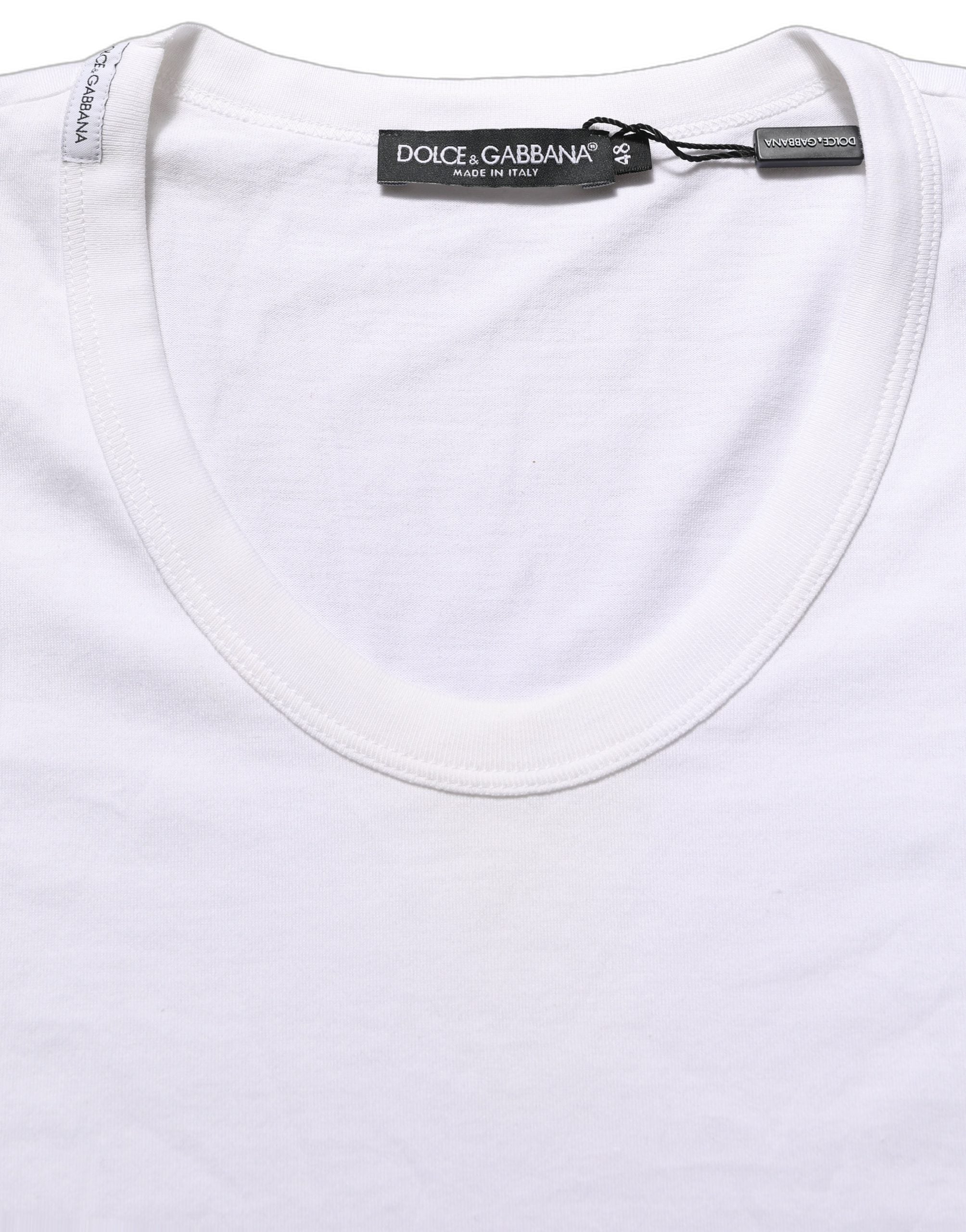 Dolce & Gabbana White Cotton Short Sleeve Round Neck T-shirt Dolce & Gabbana