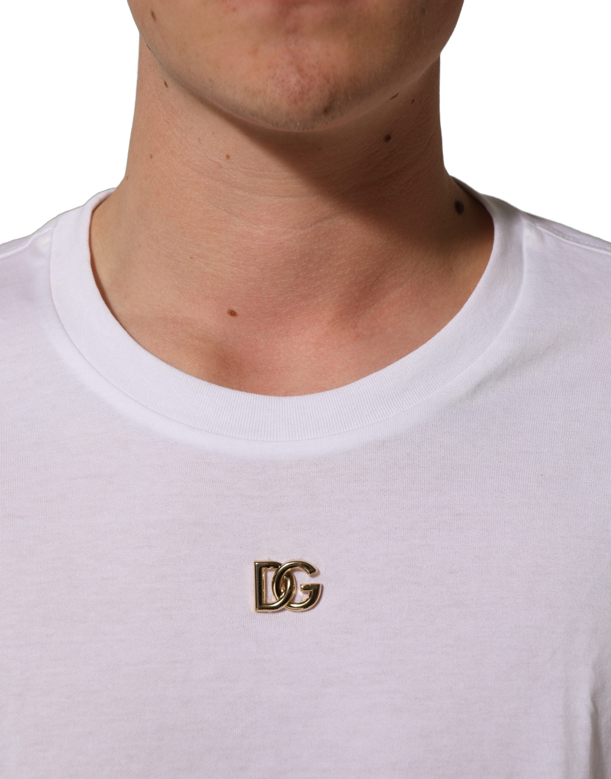 Dolce & Gabbana White Metal DG Logo Short Sleeves T-shirt Dolce & Gabbana