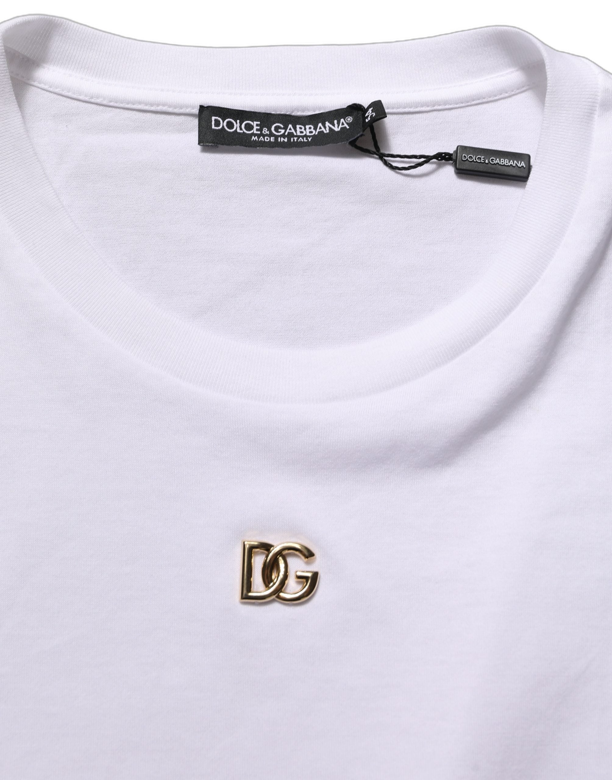 Dolce & Gabbana White Metal DG Logo Short Sleeves T-shirt Dolce & Gabbana
