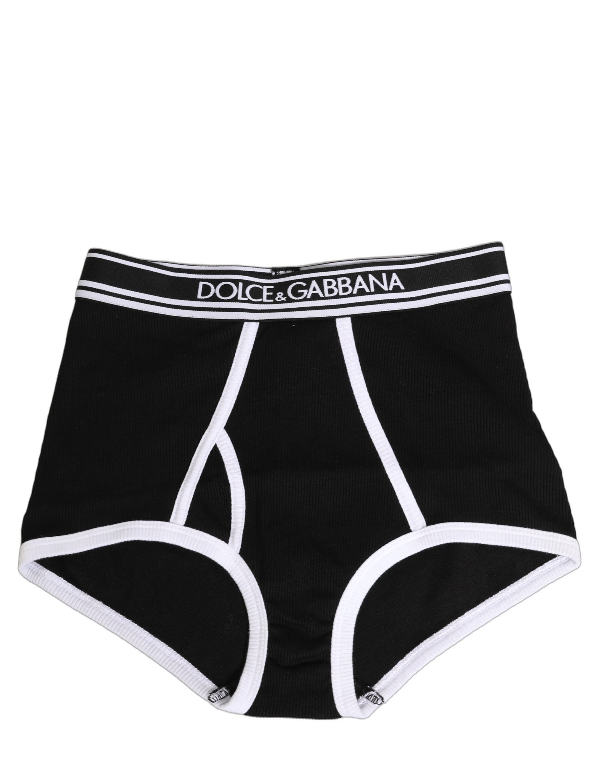 Dolce & Gabbana Black White Logo Waistband Coulotte Panty Underwear Dolce & Gabbana