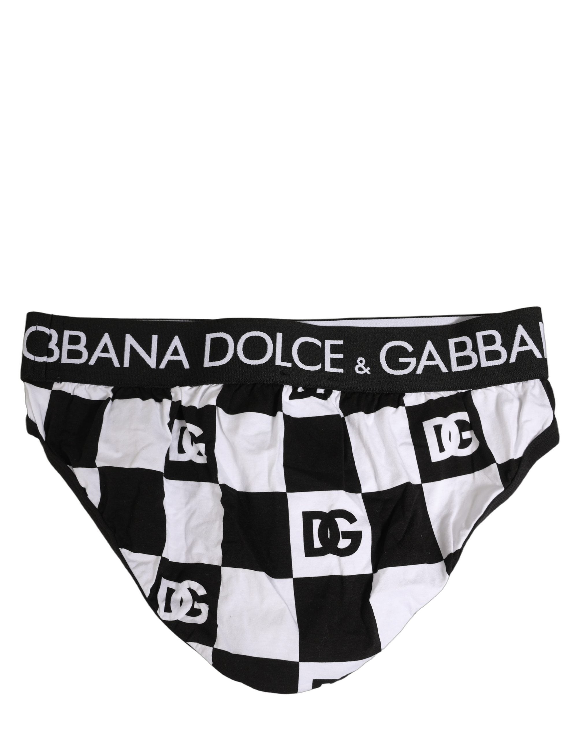 Dolce & Gabbana Black White Logo Checkered Midi Brief Underwear Dolce & Gabbana