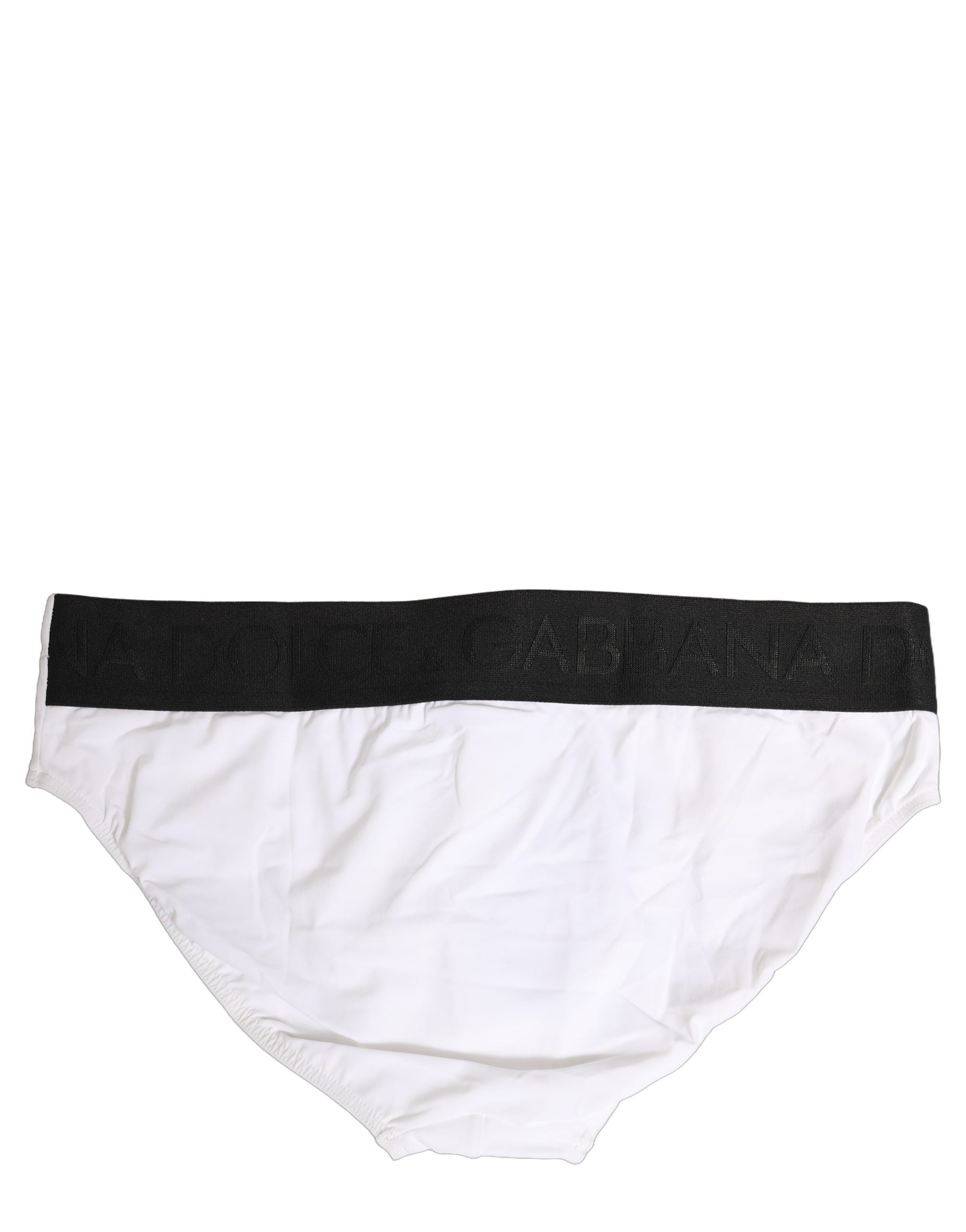 Dolce & Gabbana White Stretch Drawstring Swim Brief Swimwear Dolce & Gabbana