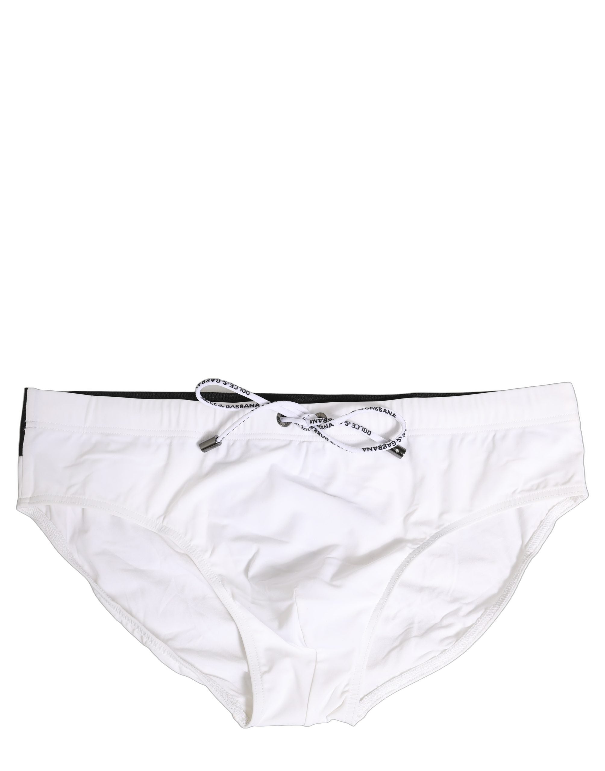 Dolce & Gabbana White Stretch Drawstring Swim Brief Swimwear Dolce & Gabbana