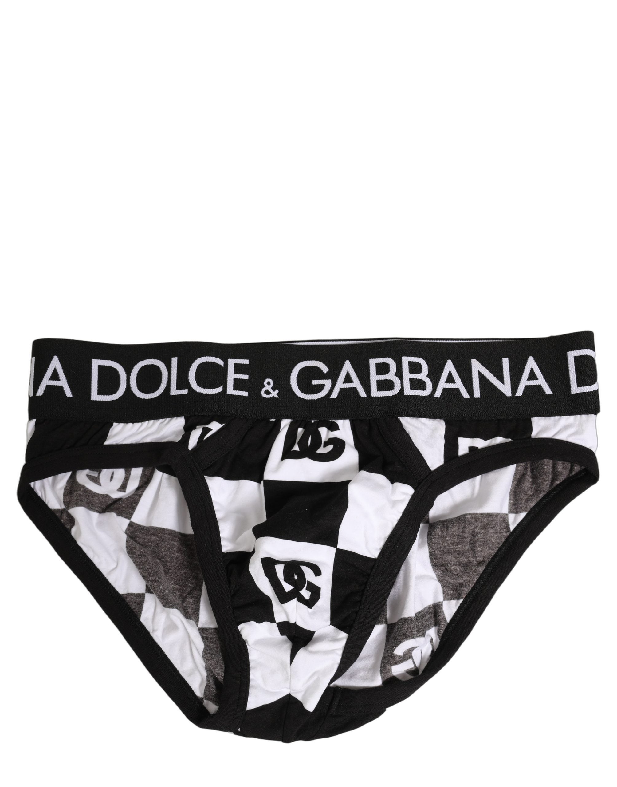 Dolce & Gabbana Black White Logo Checkered Midi Brief Underwear Dolce & Gabbana
