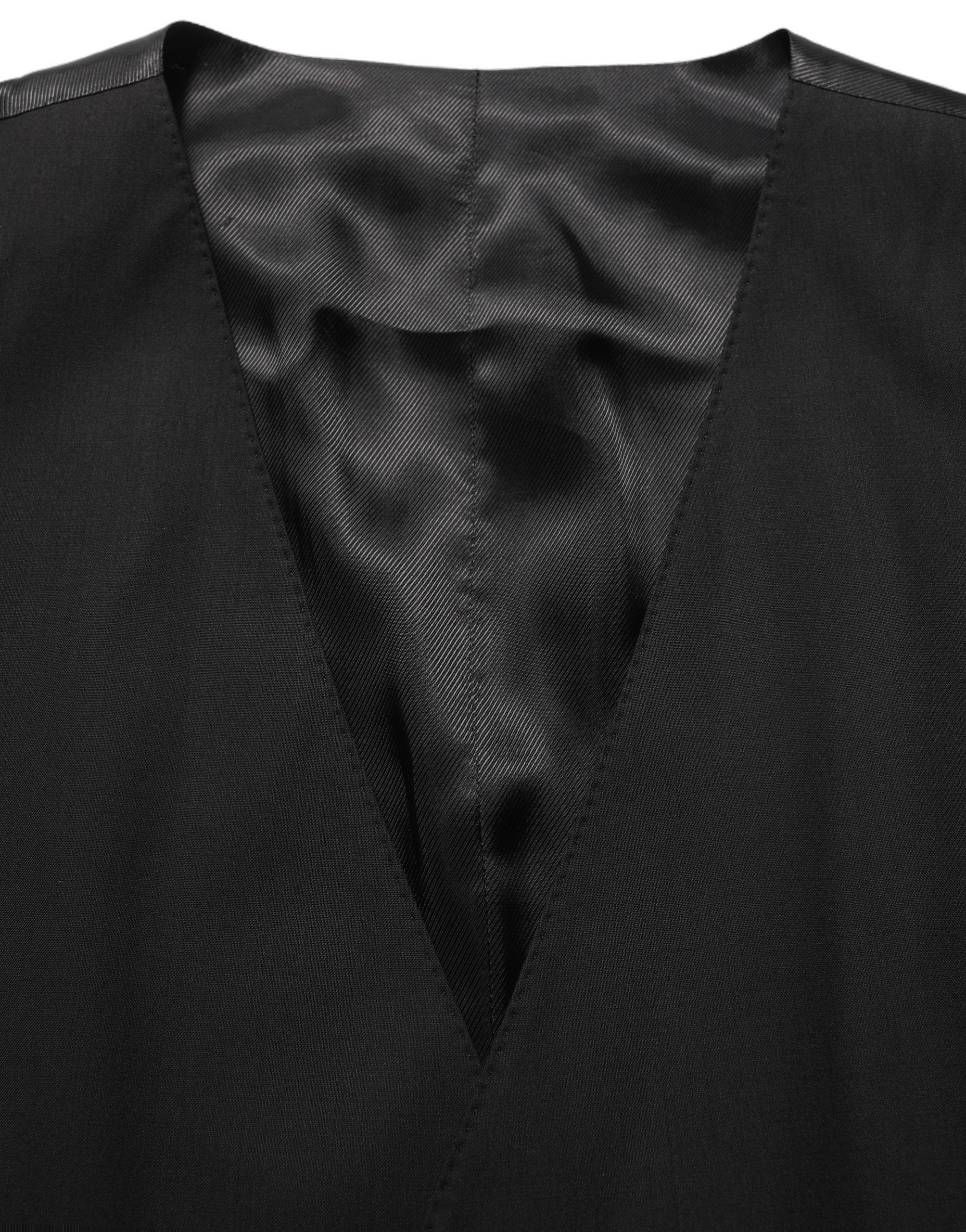 Dolce & Gabbana Black Wool Stretch Waistcoat Formal Vest Dolce & Gabbana