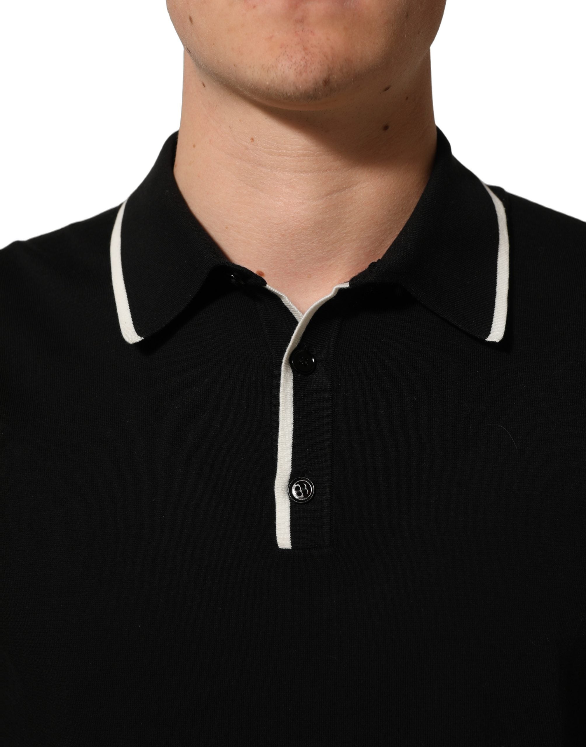 Dolce & Gabbana Black Cotton Collared Short Sleeves Men Polo T-shirt Dolce & Gabbana