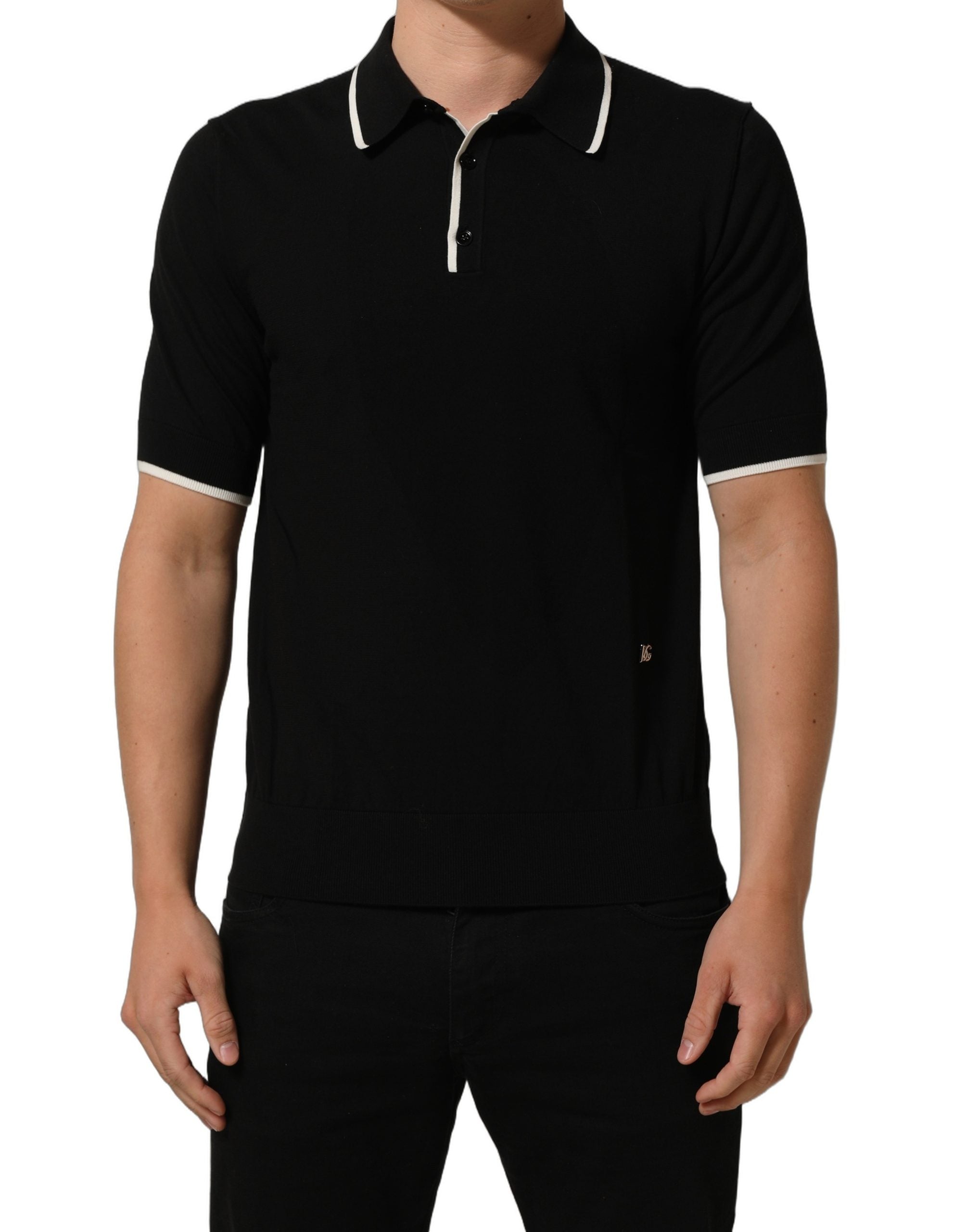 Dolce & Gabbana Black Cotton Collared Short Sleeves Men Polo T-shirt Dolce & Gabbana