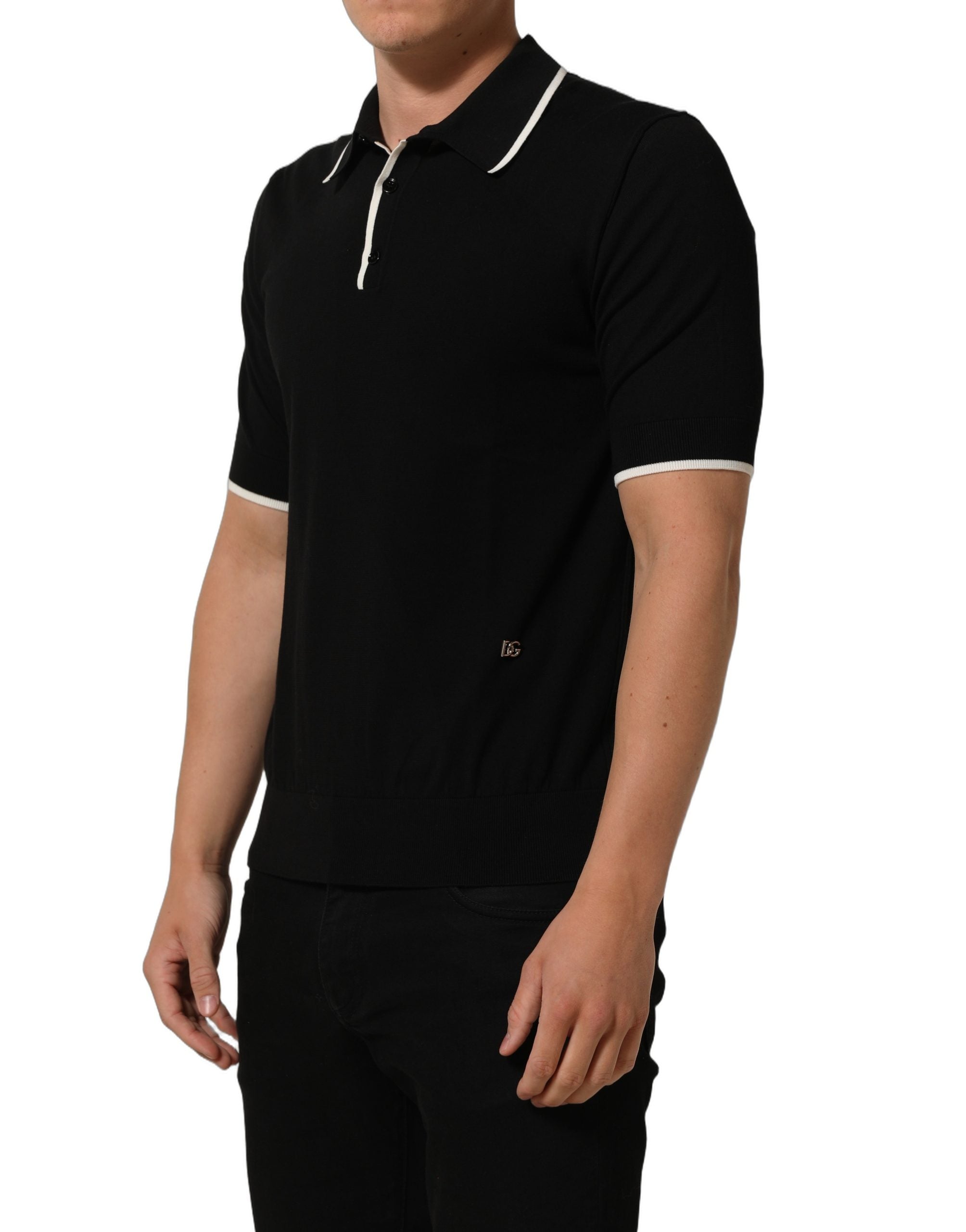 Dolce & Gabbana Black Cotton Collared Short Sleeves Men Polo T-shirt Dolce & Gabbana