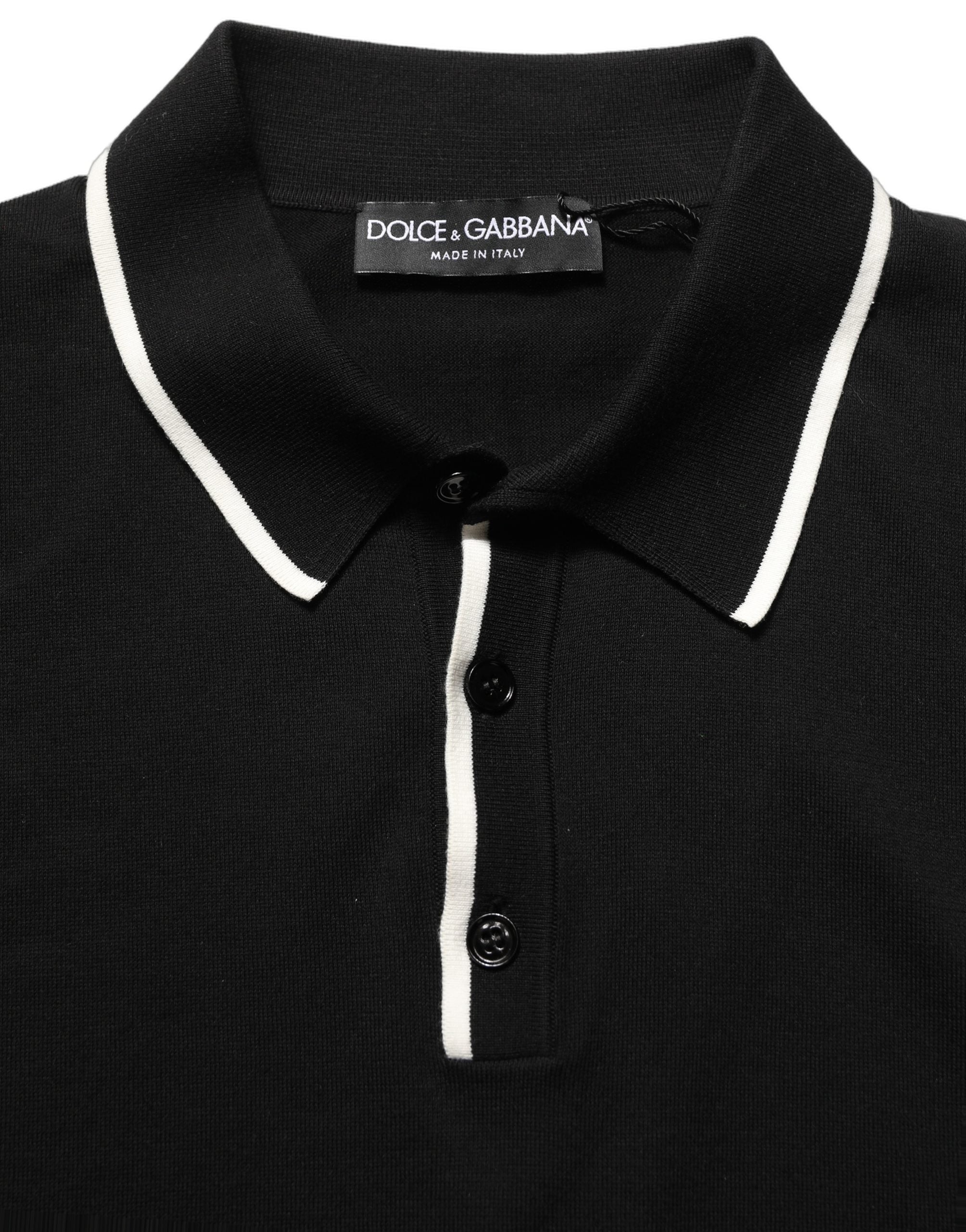 Dolce & Gabbana Black Cotton Collared Short Sleeves Men Polo T-shirt Dolce & Gabbana