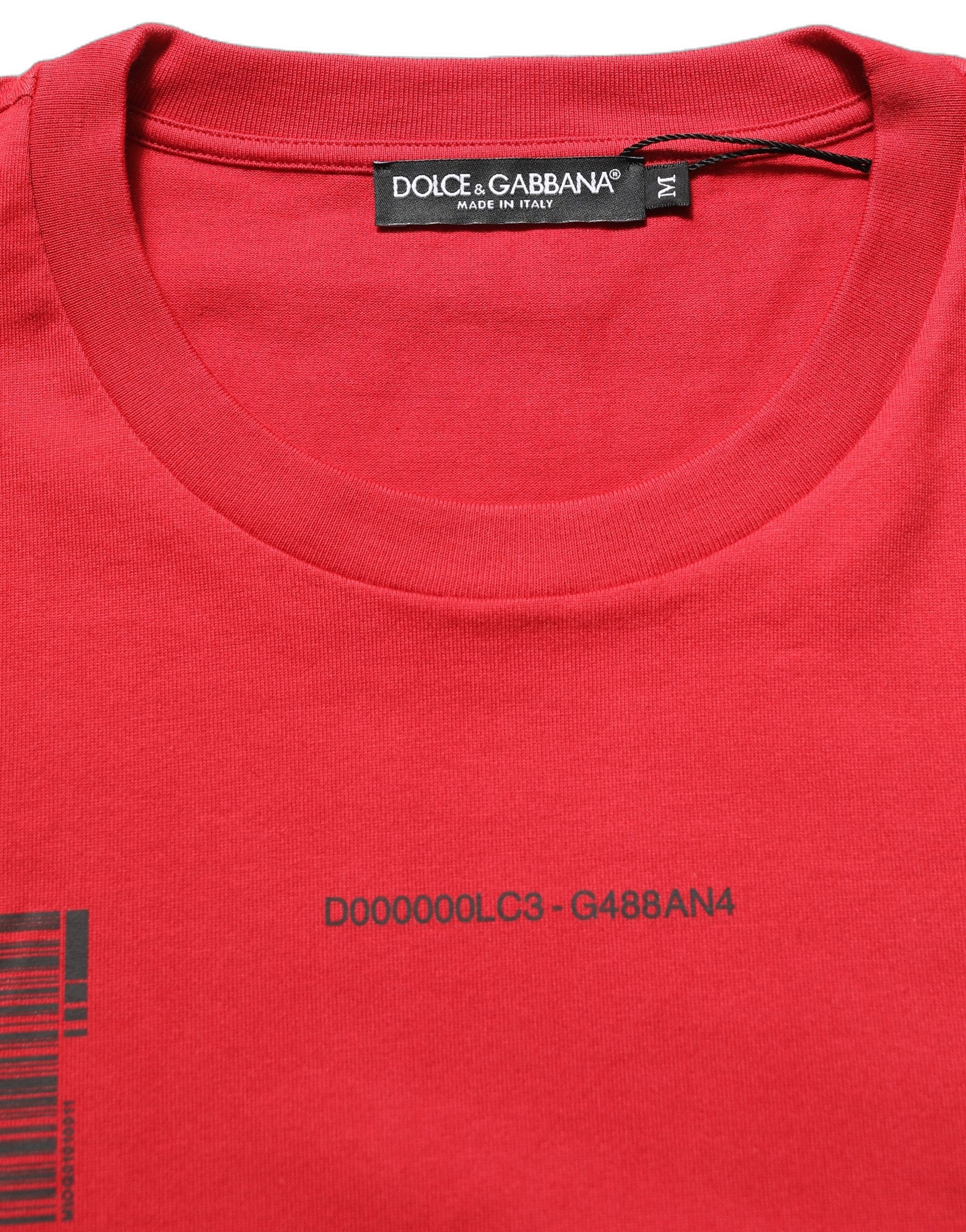 Dolce & Gabbana Red Cotton Graphic Print Crew Neck T-shirt Dolce & Gabbana