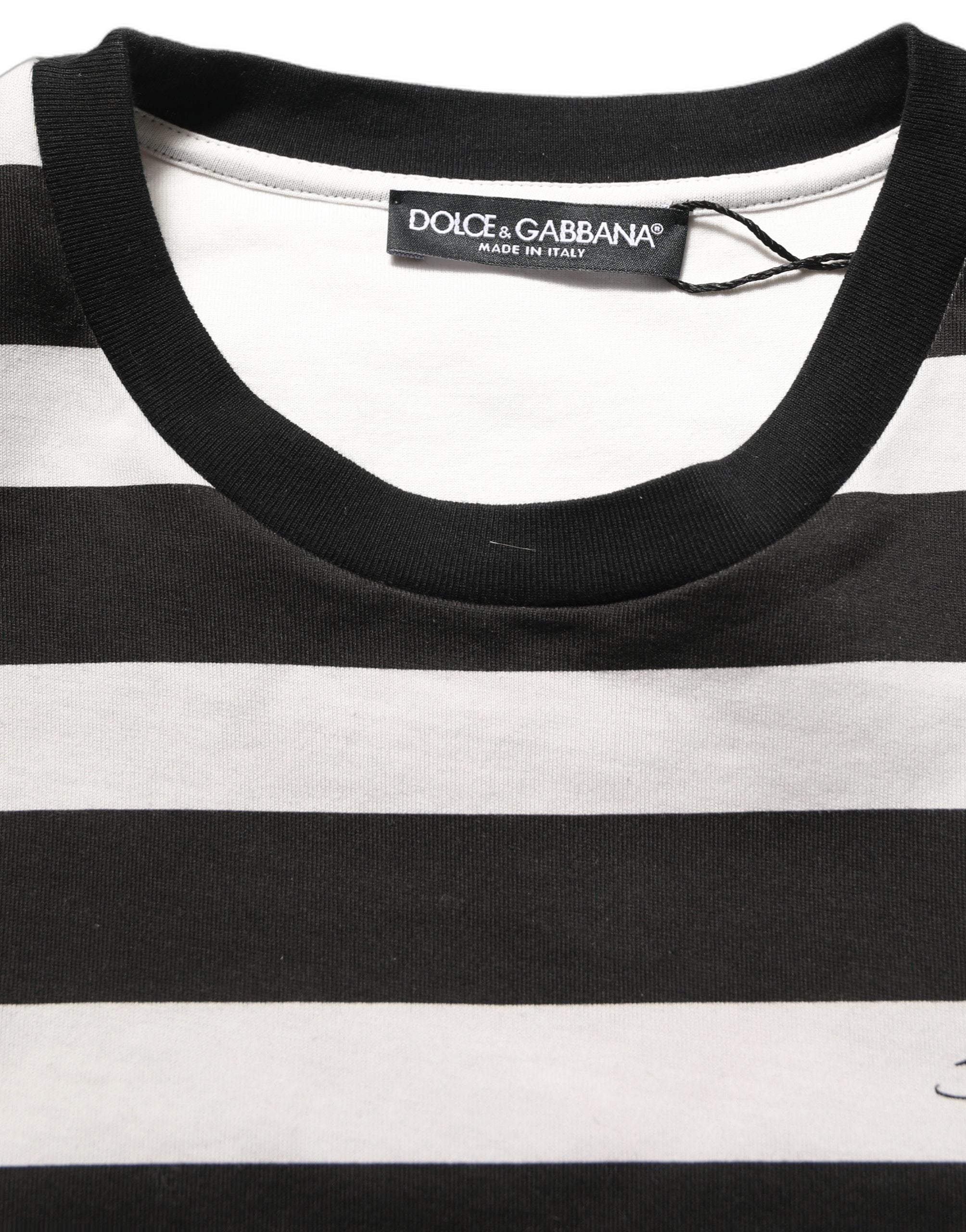 Dolce & Gabbana Black White Stripes Cotton Sleeveless T-shirt Dolce & Gabbana