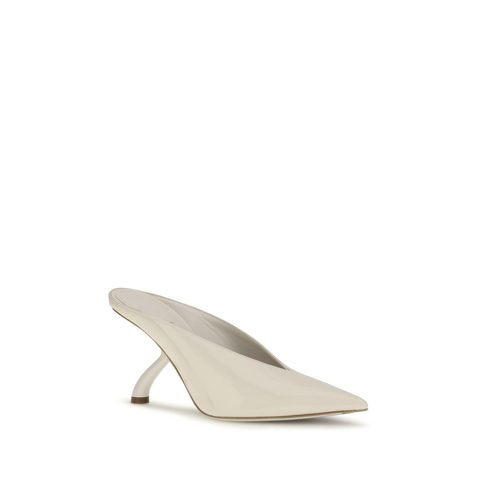 Ferragamo Beige Calf Leather Bos Taurus Mules Ferragamo
