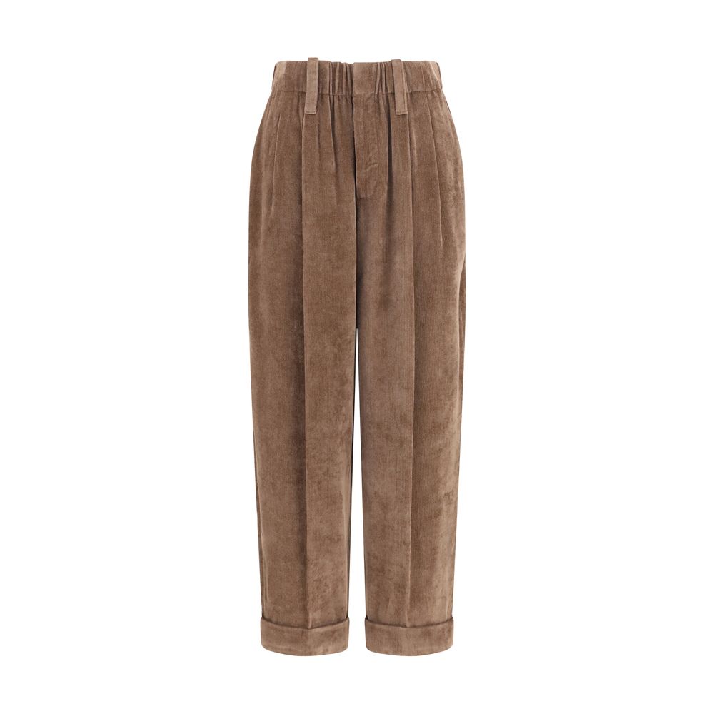 Brunello Cucinelli Brown Viscose Casual Pants Brunello Cucinelli