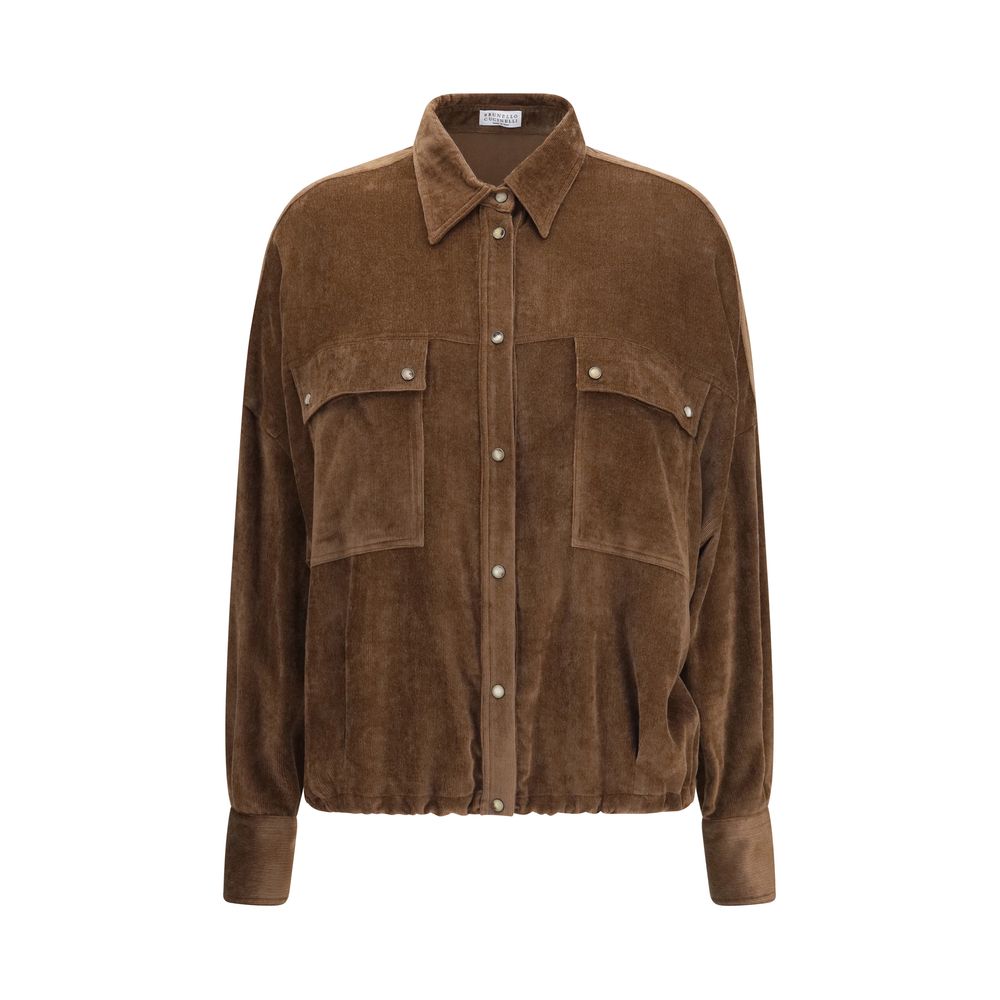Brunello Cucinelli Brown Viscose Pattern Shirt Brunello Cucinelli
