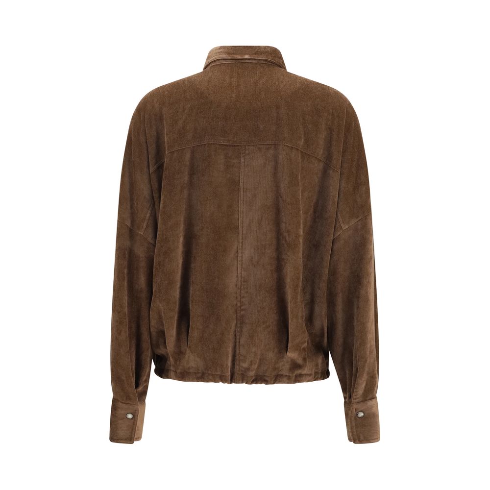 Brunello Cucinelli Brown Viscose Pattern Shirt Brunello Cucinelli