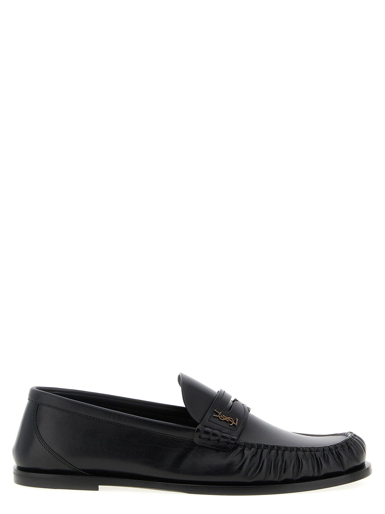 Saint Laurent Black Calfskin Slip-On Loafers Saint Laurent