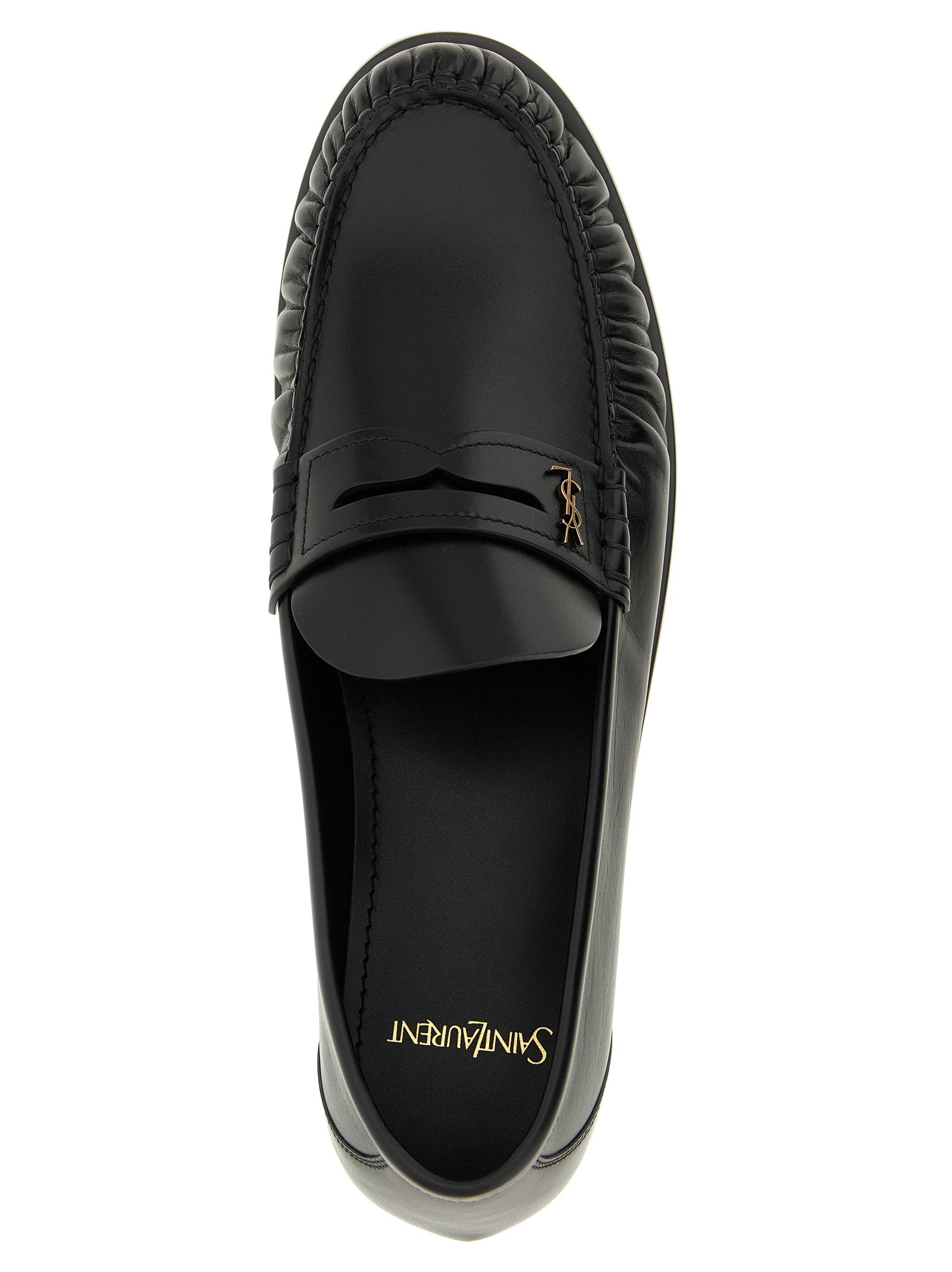 Saint Laurent Black Calfskin Slip-On Loafers Saint Laurent