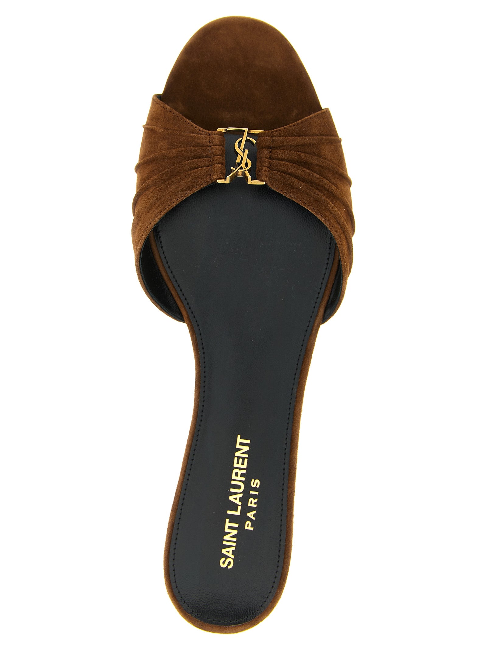 Saint Laurent Brown Calfskin Slides Saint Laurent