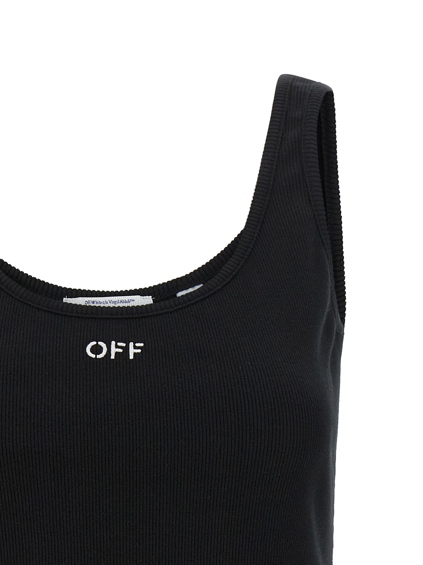 Off-White Black Cotton Tank Tops Off-White