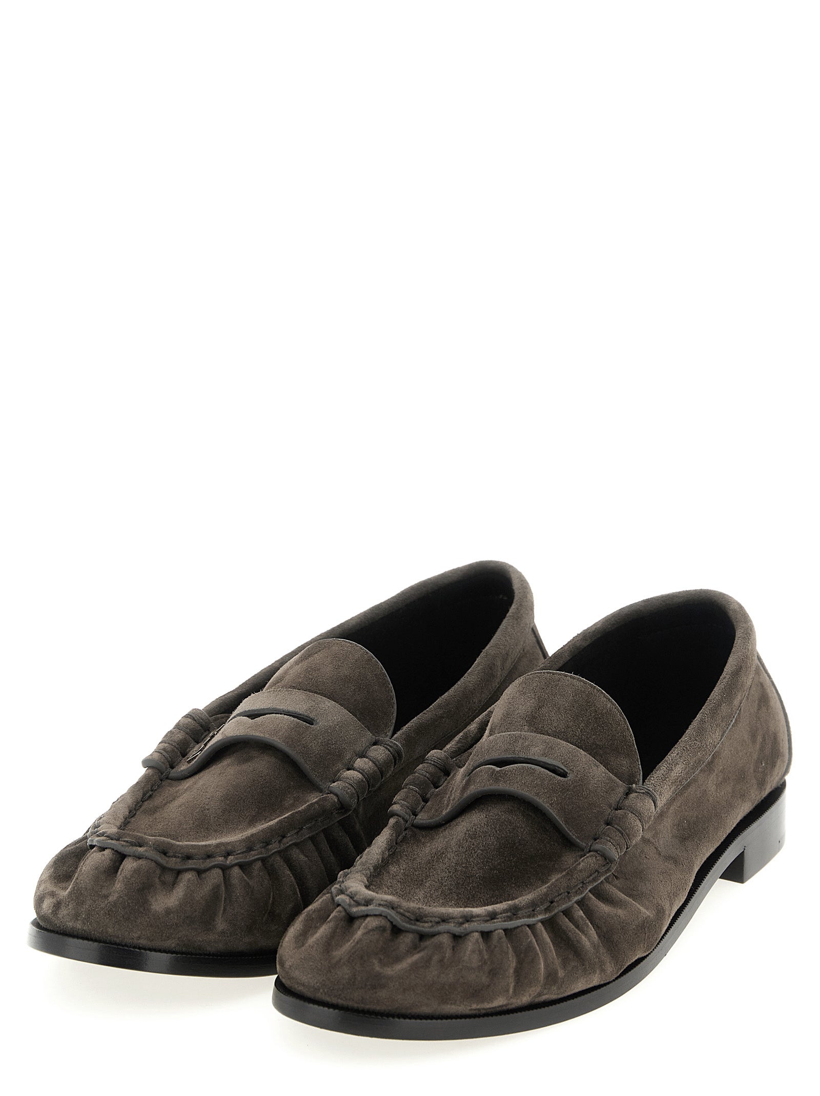 Saint Laurent Brown Calfskin Slip-On Loafers Saint Laurent