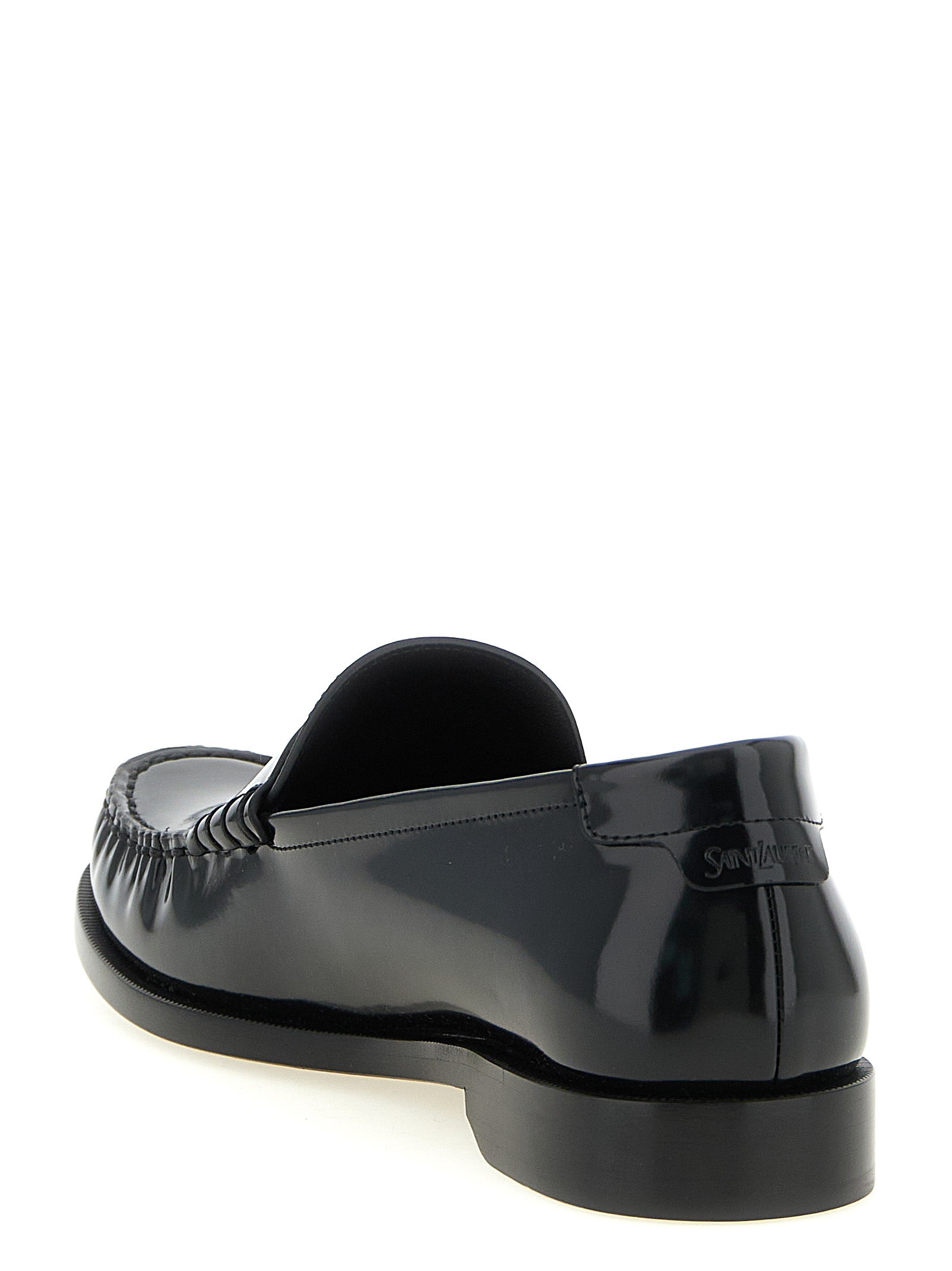 Saint Laurent Black Calfskin Slip-On Loafers Saint Laurent