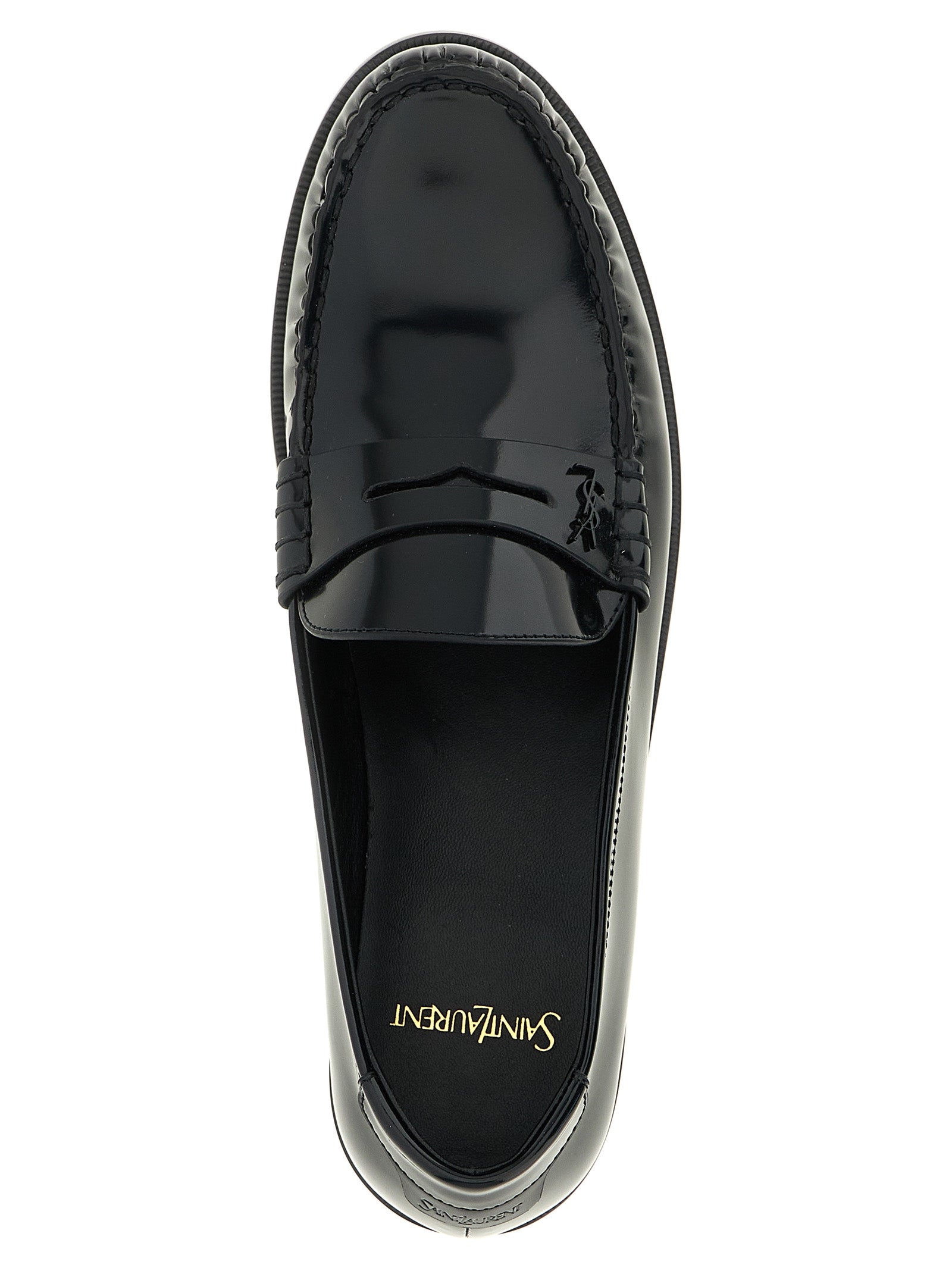 Saint Laurent Black Calfskin Slip-On Loafers Saint Laurent
