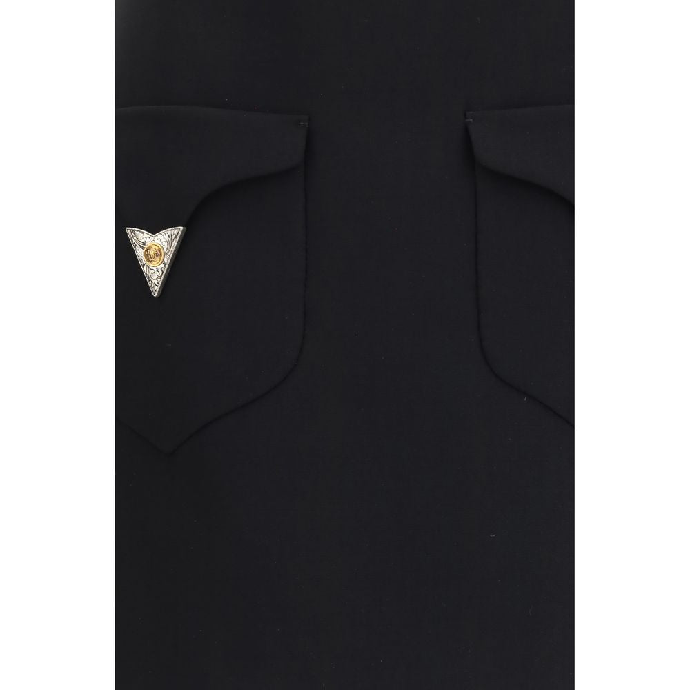 Versace Black Wool Oves Aries Mini Skirt Versace