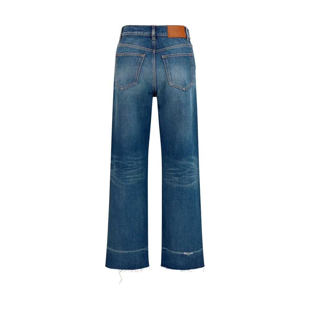 Chloé Blue Cotton Bootcut Jeans Chloé