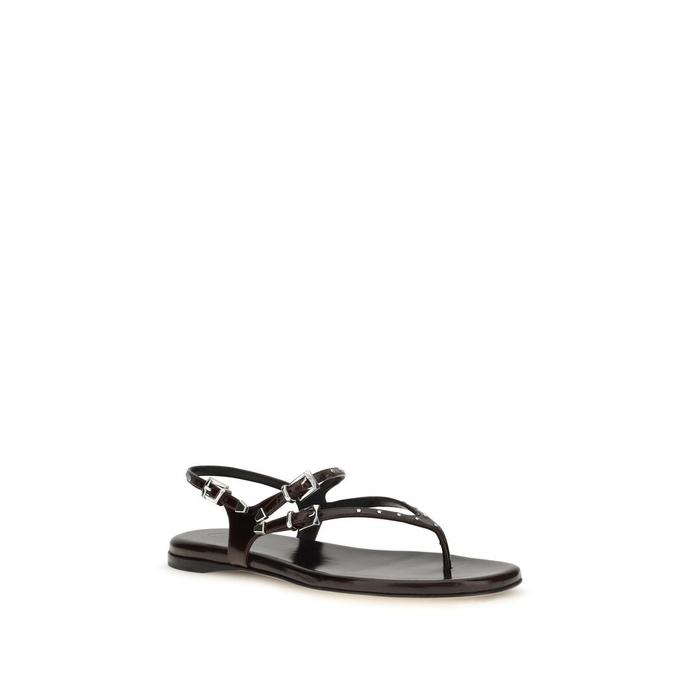 Chloé Black Calf Leather Bos Taurus Flat Sandals Chloé