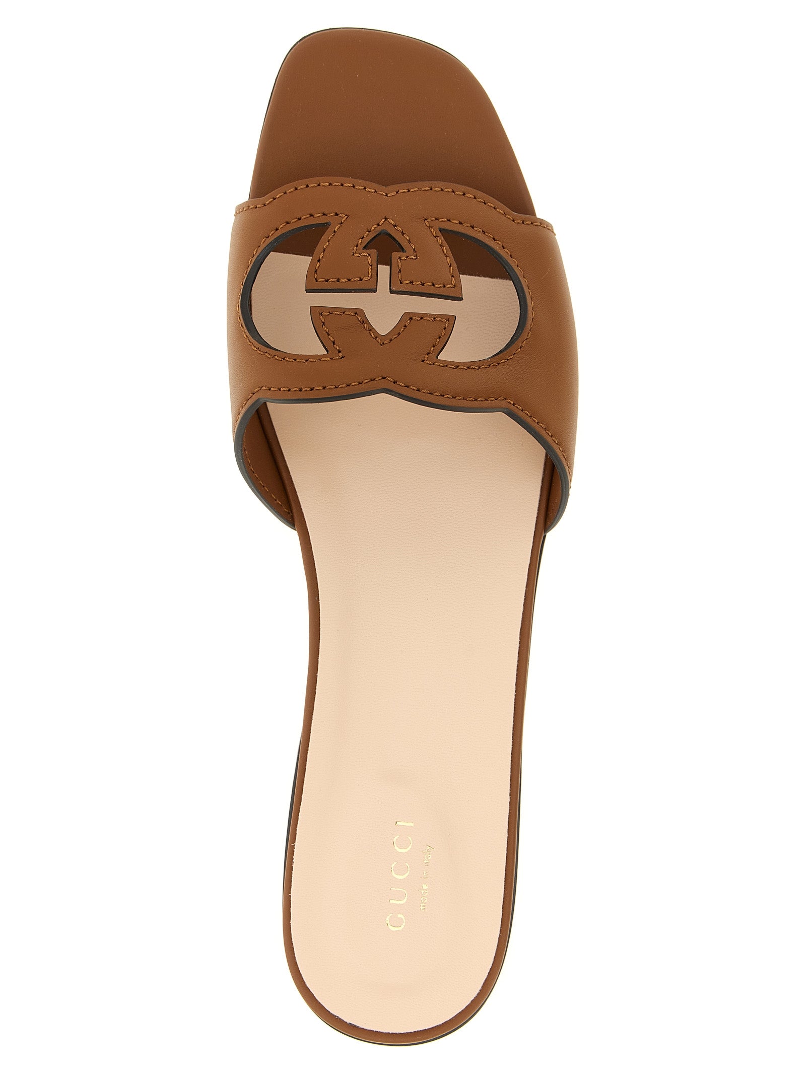 Gucci Brown Leather Slides Gucci