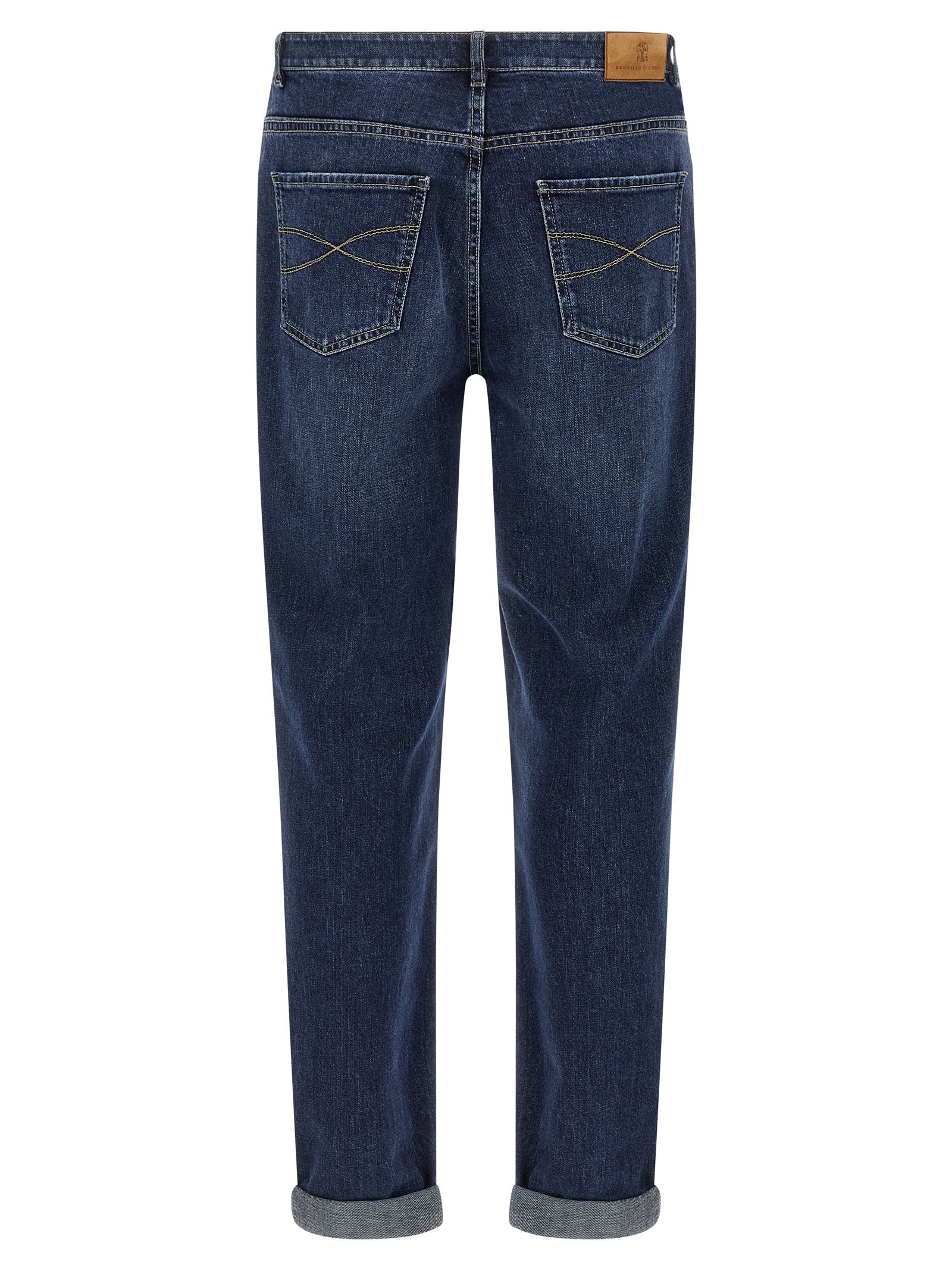 Brunello Cucinelli Blue Cotton Straight-Leg Jeans Brunello Cucinelli