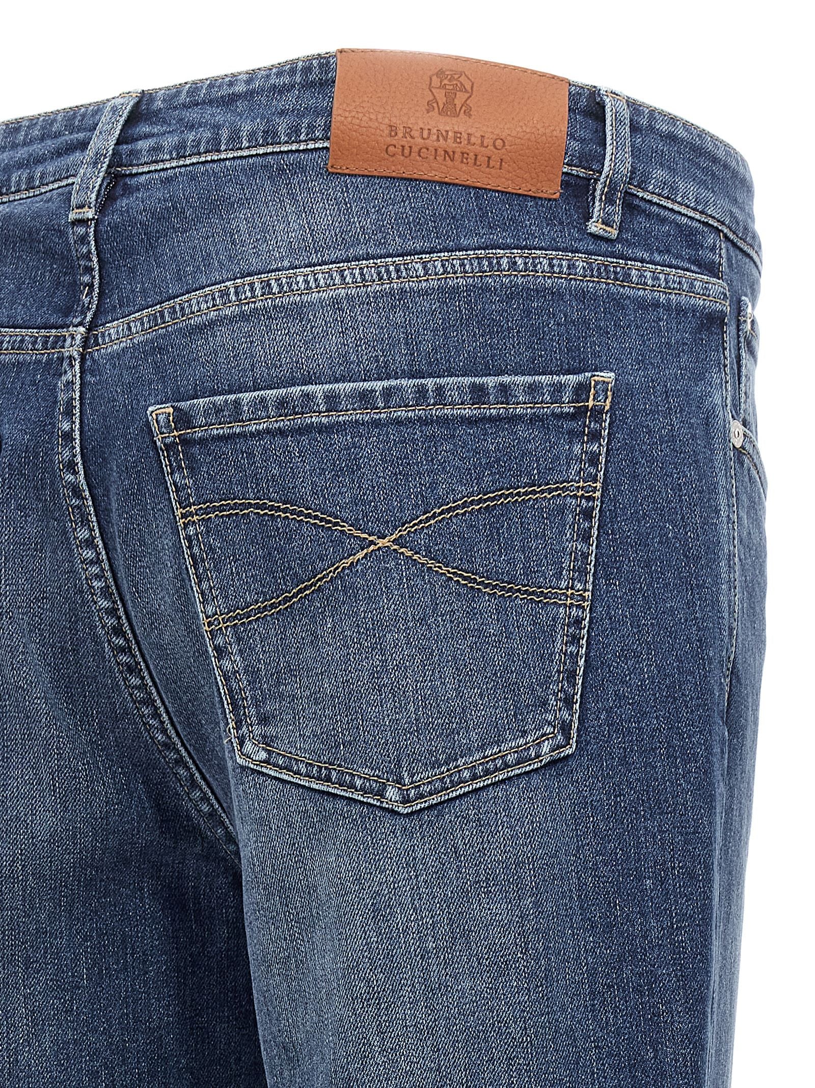 Brunello Cucinelli Blue Cotton Slim Fit Jeans Brunello Cucinelli
