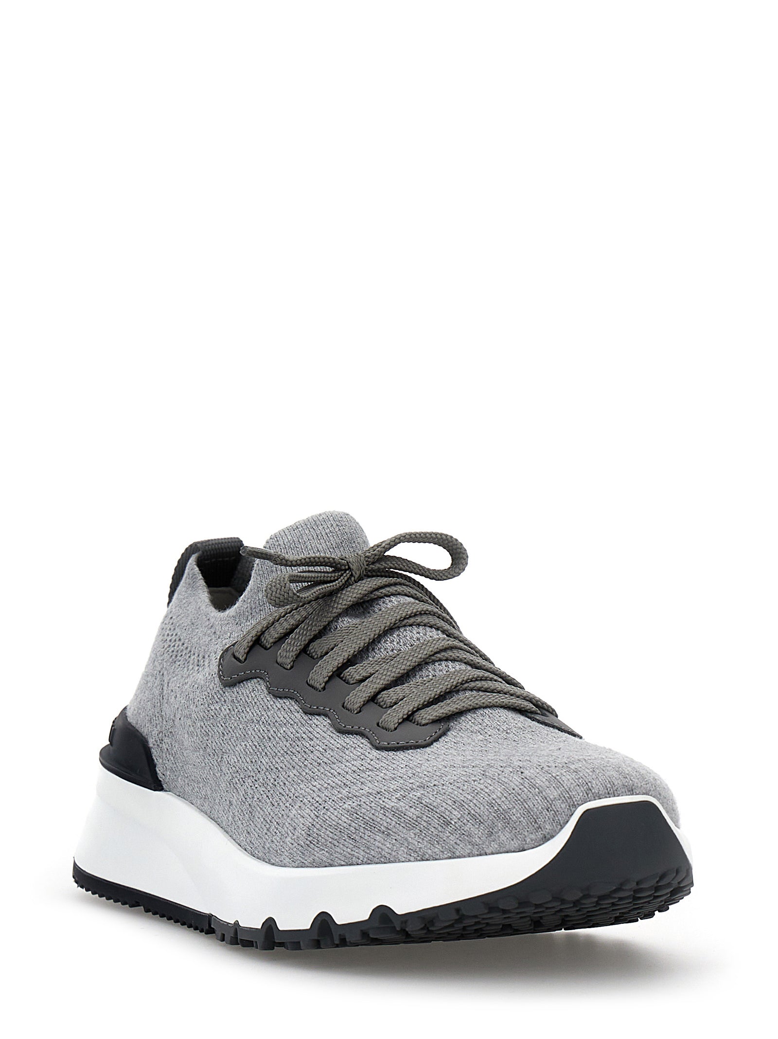 Brunello Cucinelli Gray Cotton Athletic Sneakers Brunello Cucinelli
