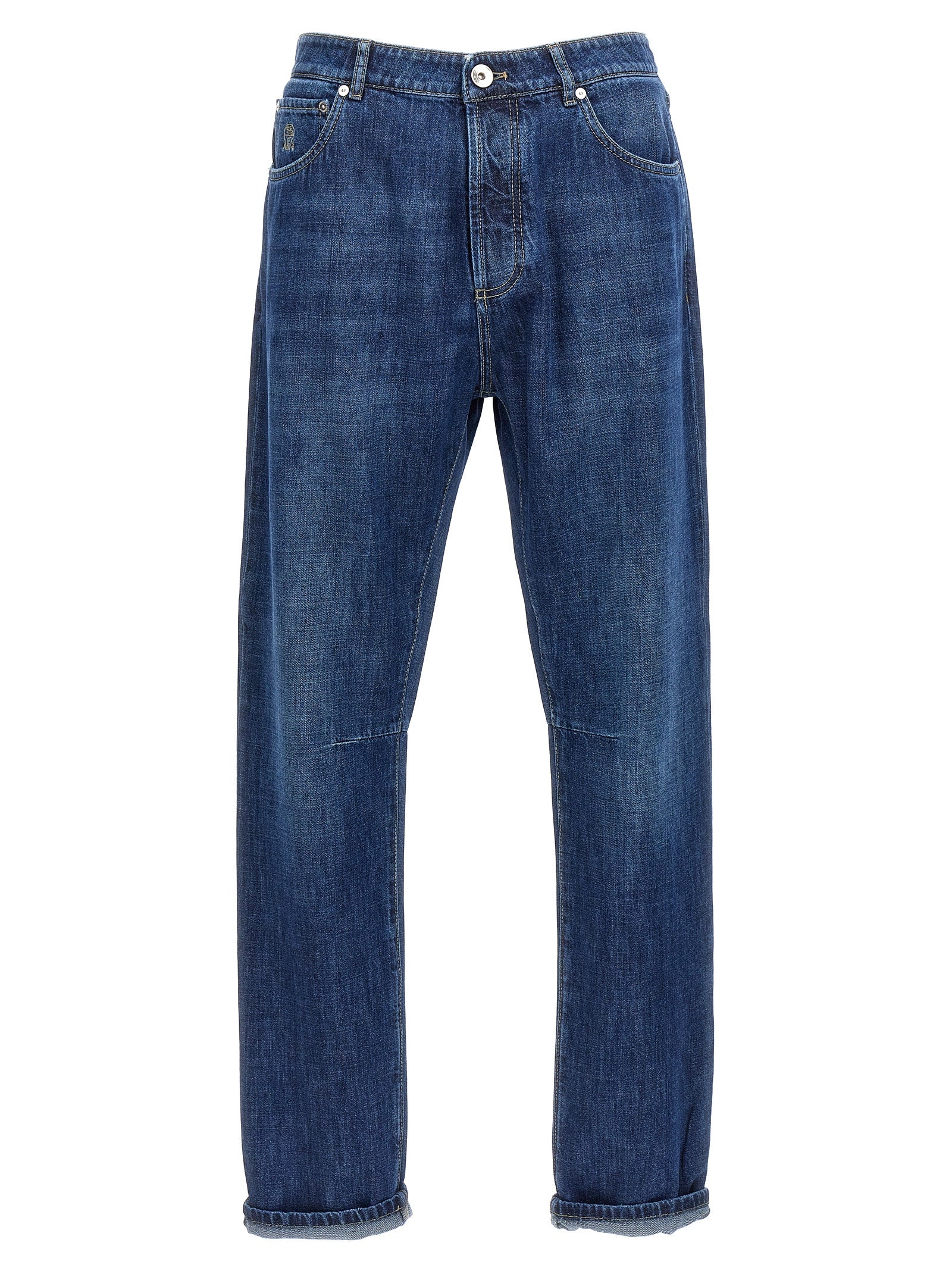 Brunello Cucinelli Blue Cotton Relaxed Fit Jeans Brunello Cucinelli
