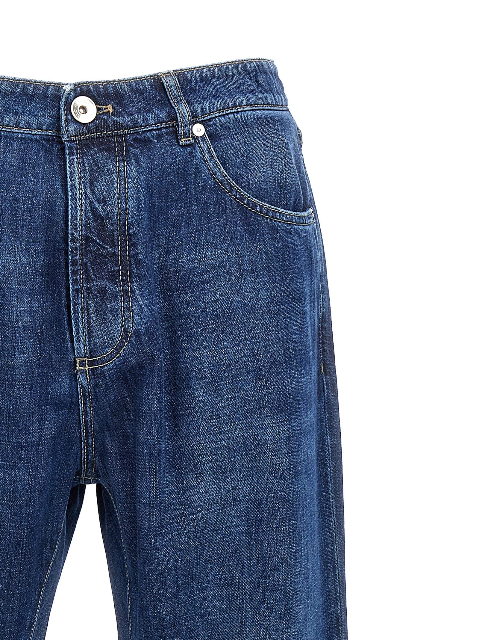 Brunello Cucinelli Blue Cotton Relaxed Fit Jeans Brunello Cucinelli