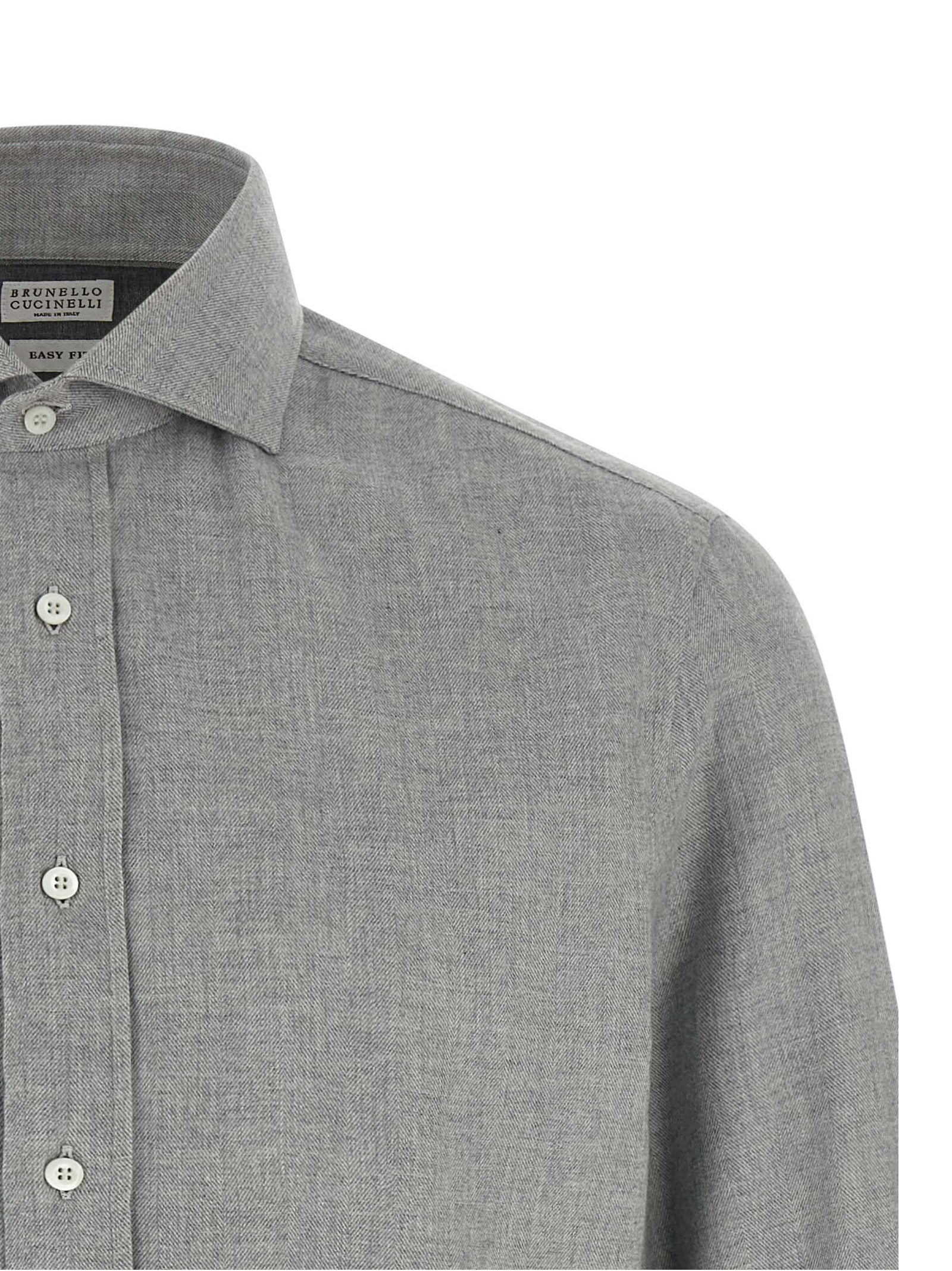 Brunello Cucinelli Gray Cotton Blouse Brunello Cucinelli