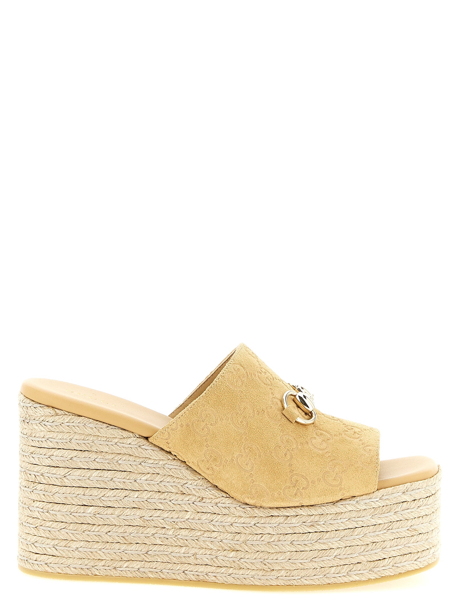Gucci Beige Calfskin Wedge Sandals Gucci